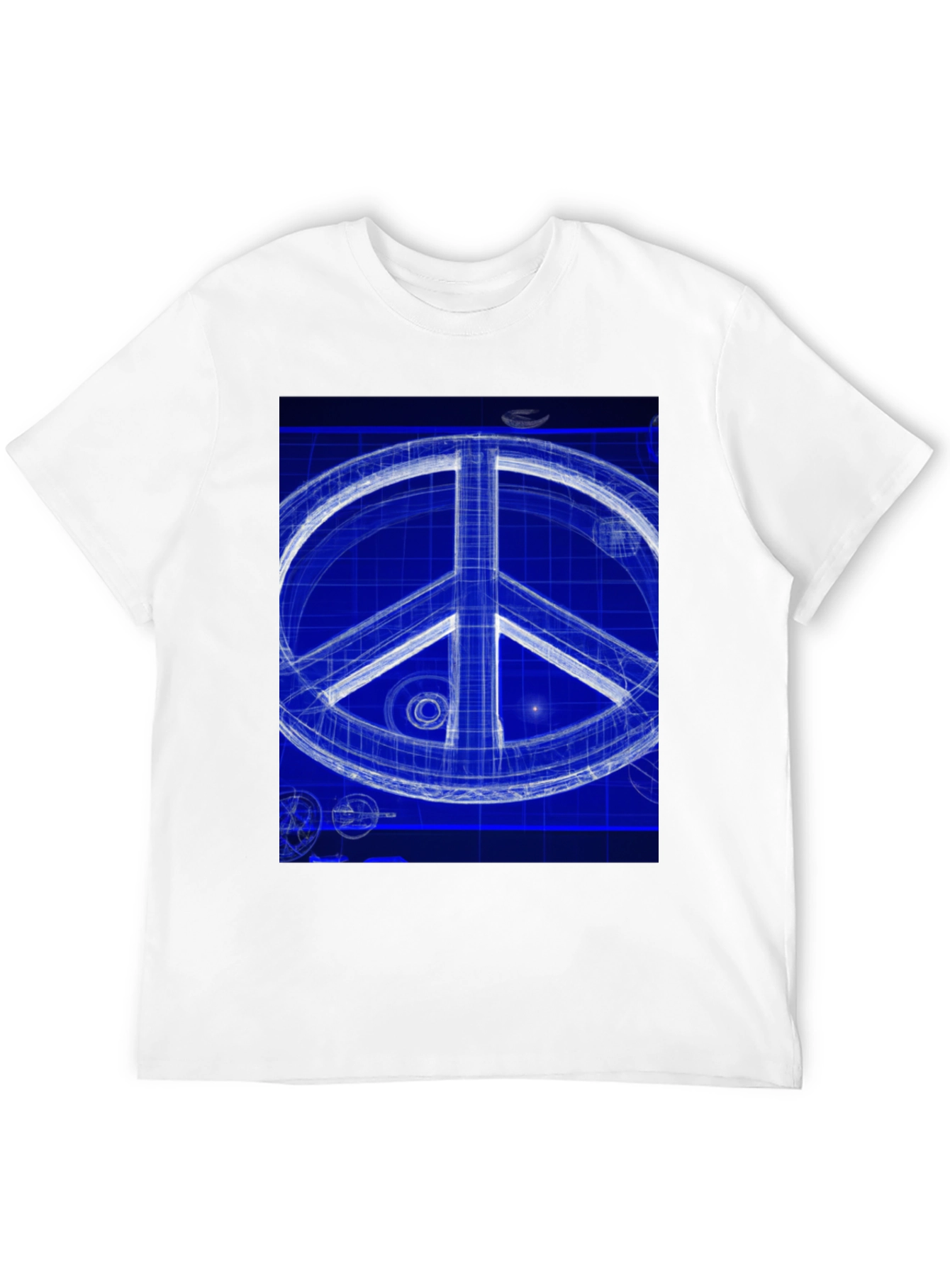 Black Blueprint Peace Sign Graphic T-Shirt view 12
