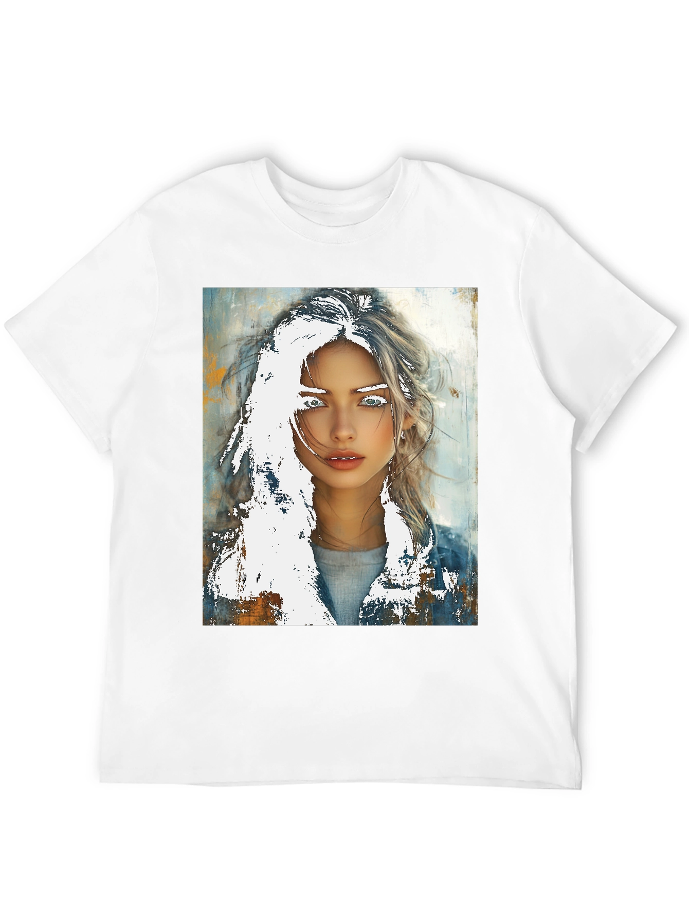 Artistic Woman Graphic Tee - Black Cotton Casual - 12