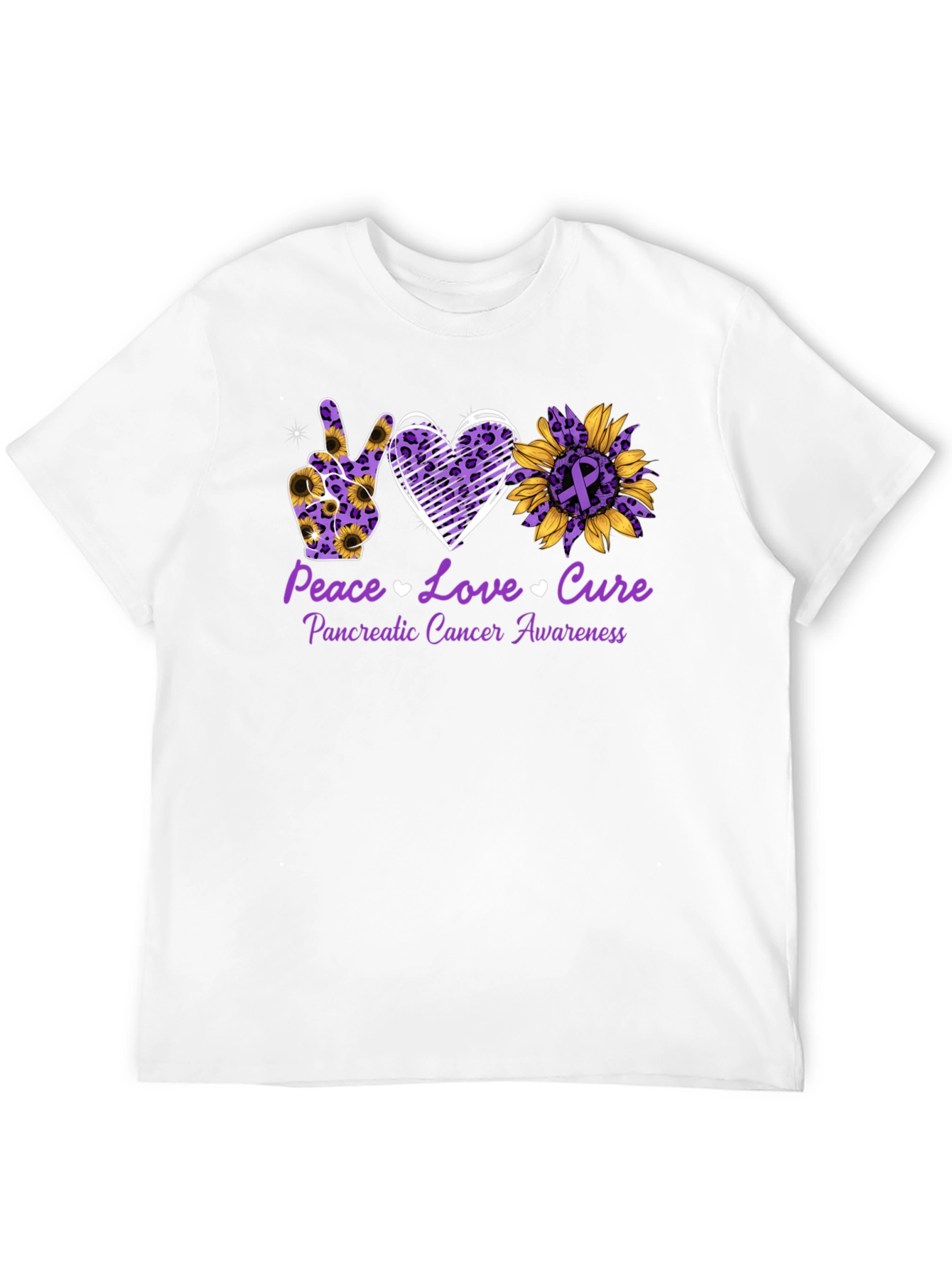 Peace Love Cure Pancreatic Cancer Awareness T-Shirt - 12