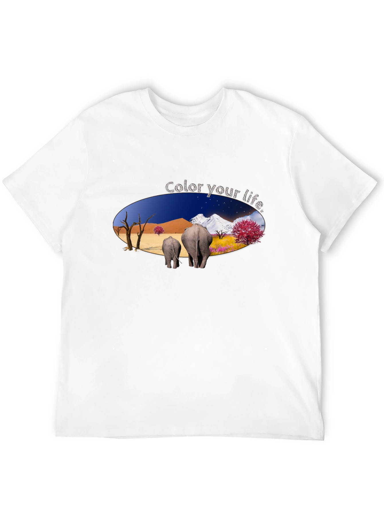 Black Color Your Life Elephant Graphic T-Shirt view 12