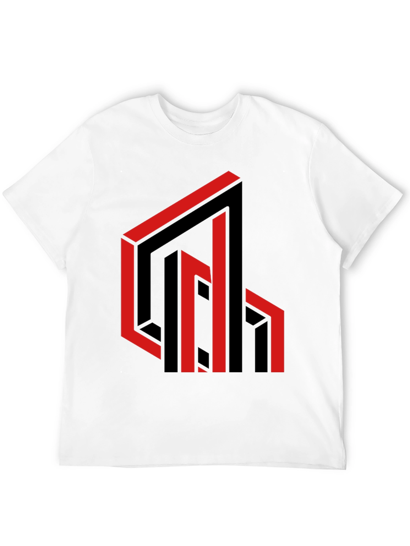 Black Abstract Geometric Design Black T-Shirt view 12