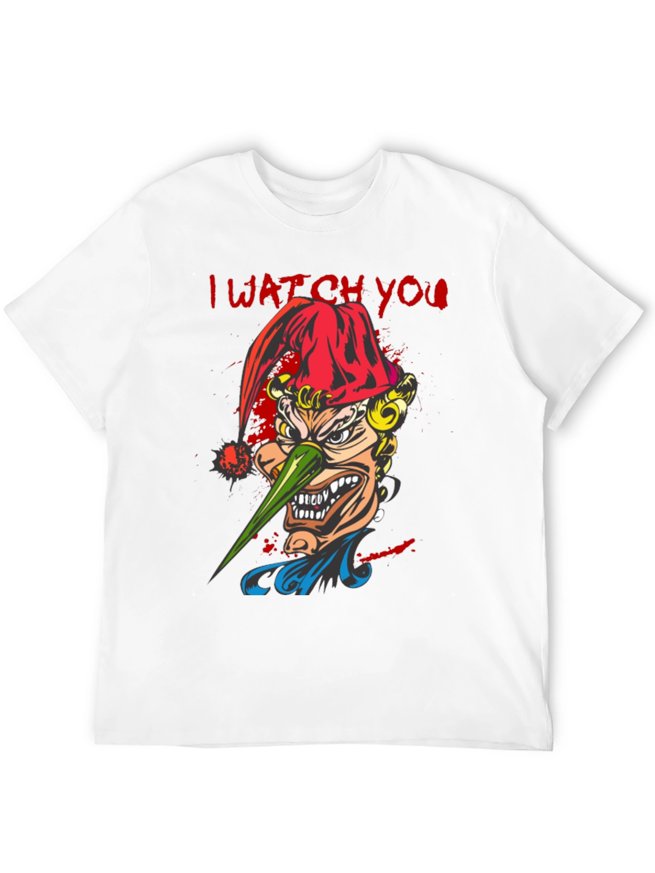Black Men's "I Watch You" Graphic Tee - Spooky Clown Design view 12