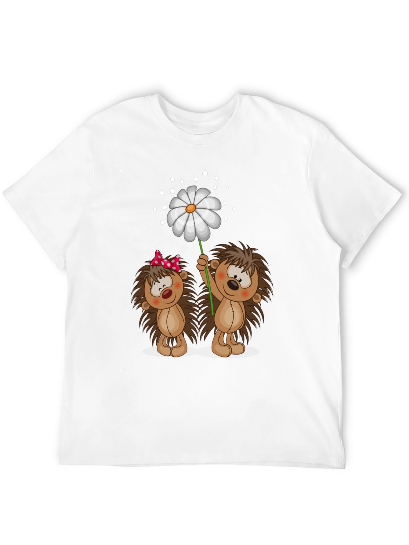 Black Cute Hedgehog & Daisy Graphic Black T-Shirt view 12