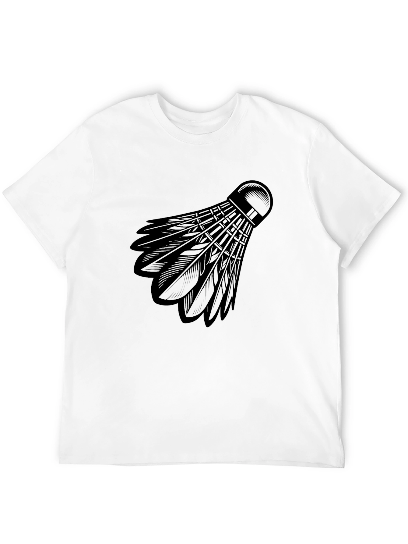Black Badminton Shuttlecock Graphic Tee - Black Cotton view 12