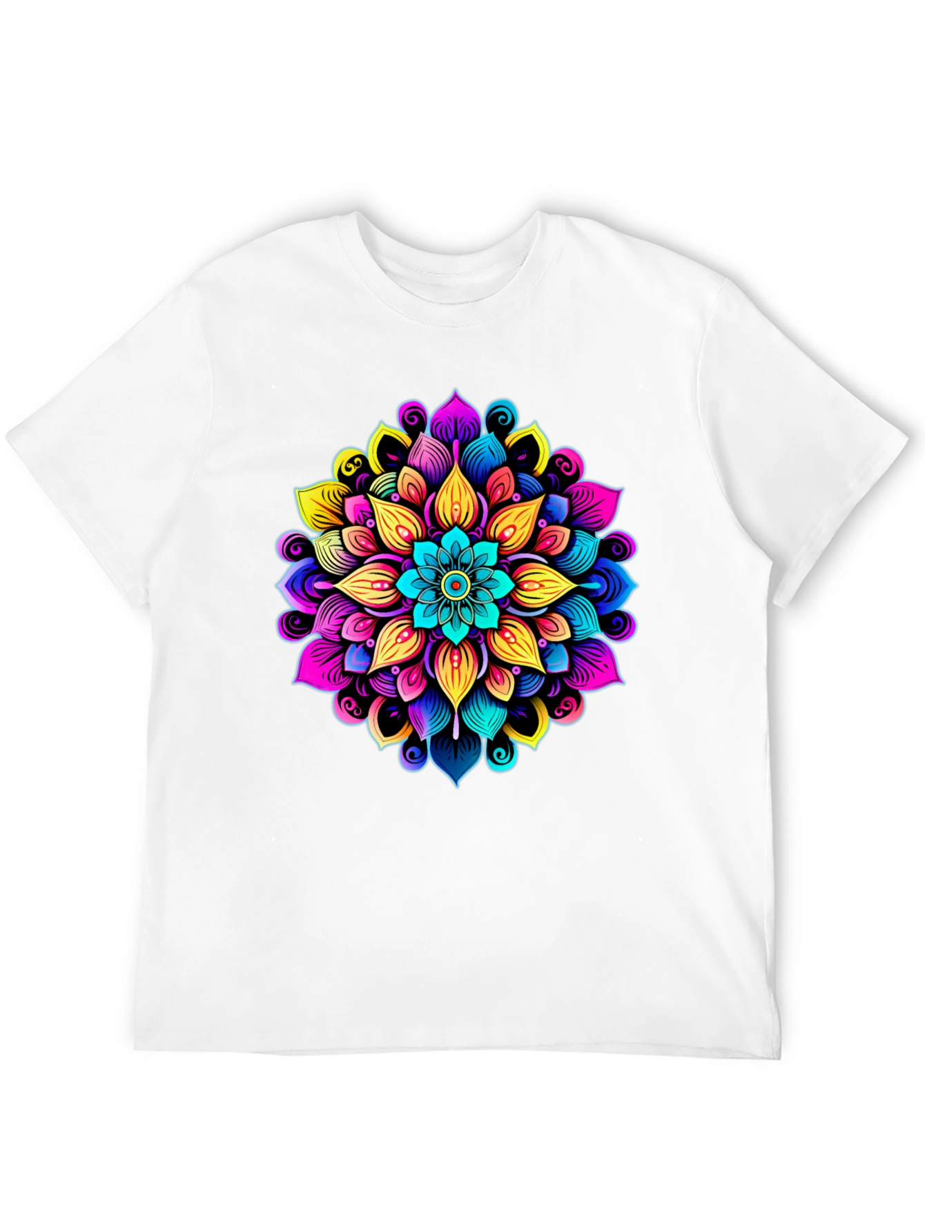 Black Vibrant Mandala Graphic Black T-Shirt view 12