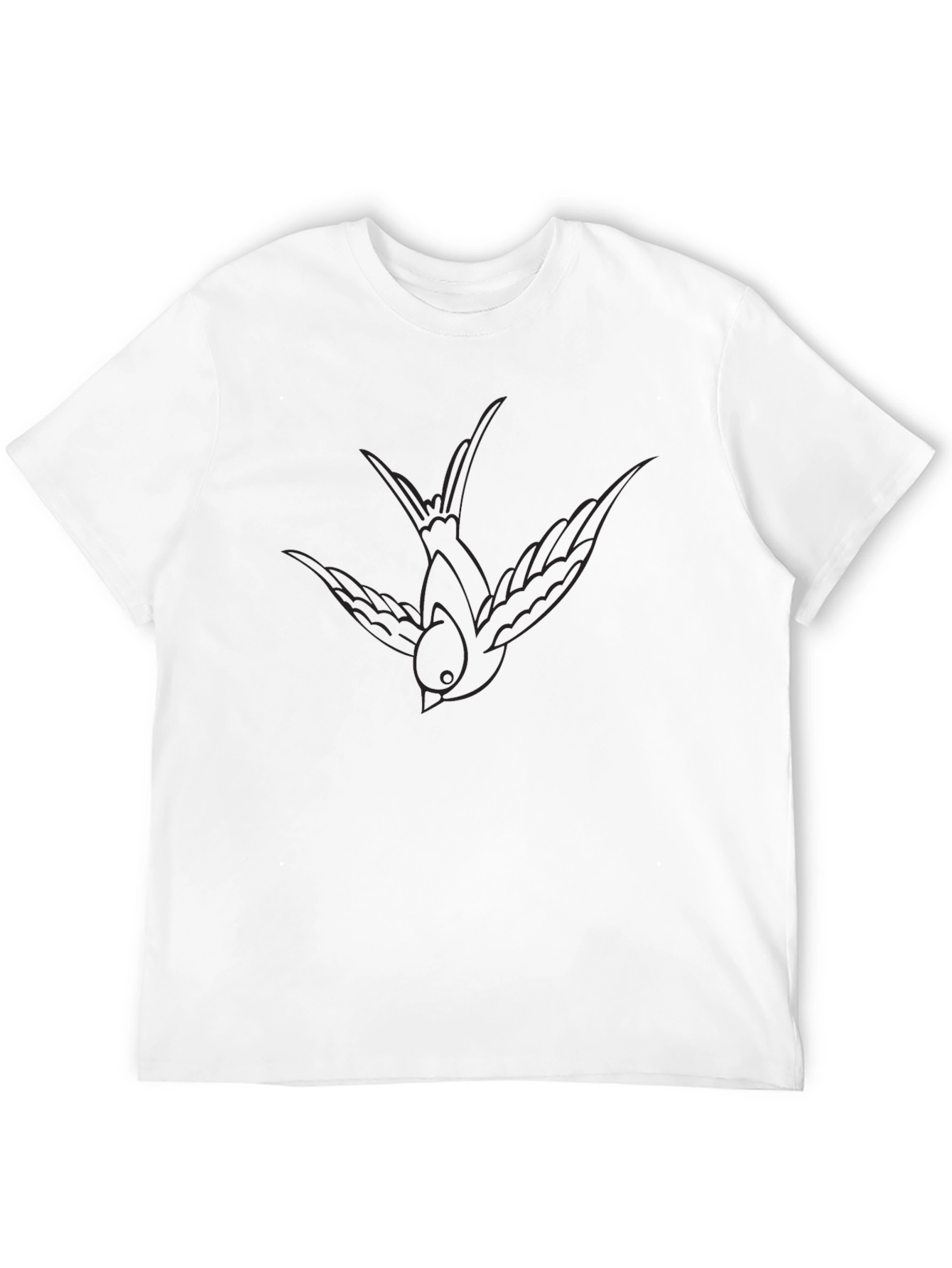 Black Men's Black T-Shirt with Subtle Bird Outline Design view 12