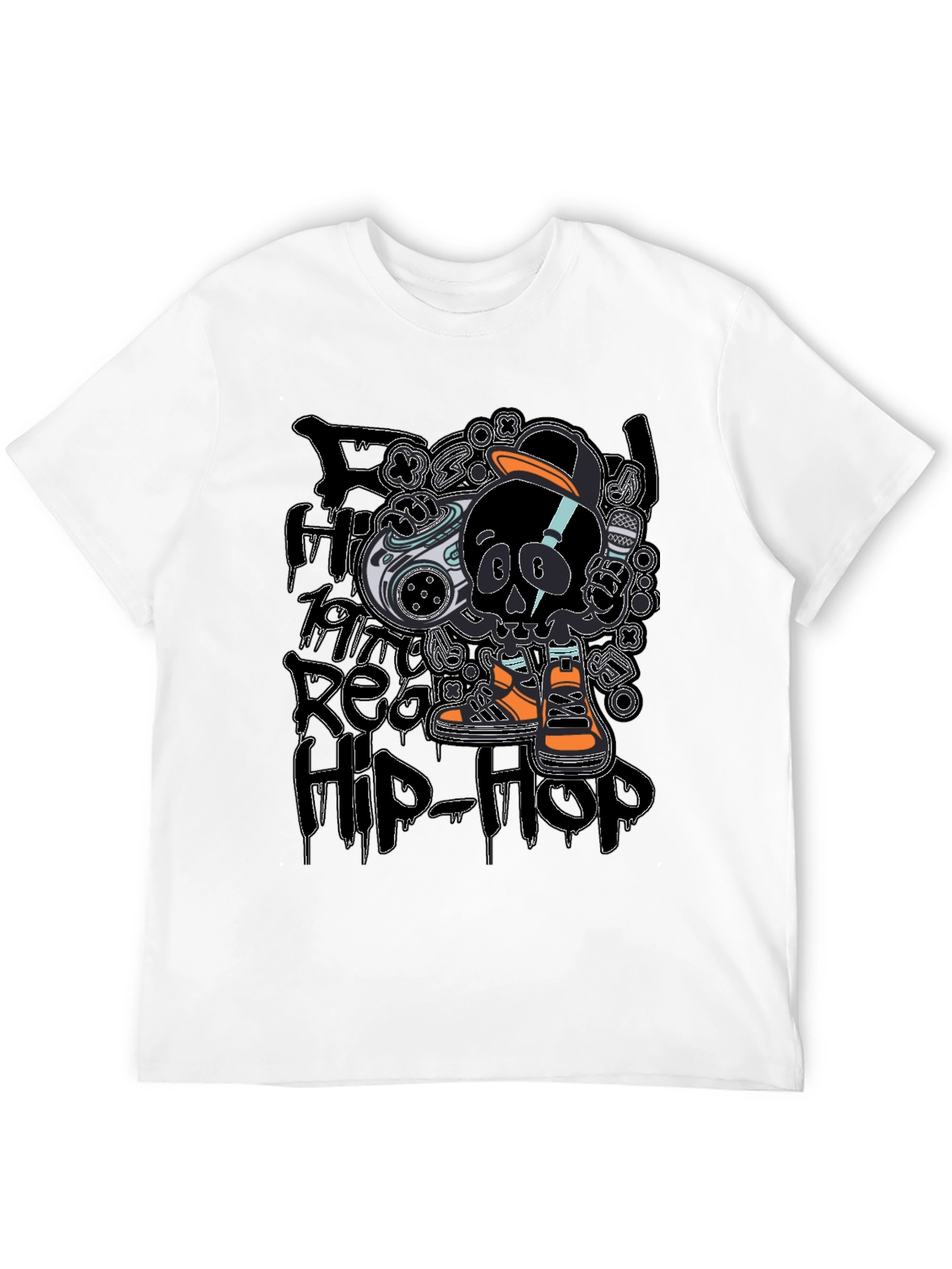 Black Hip-Hop Skull T-Shirt - Black view 12