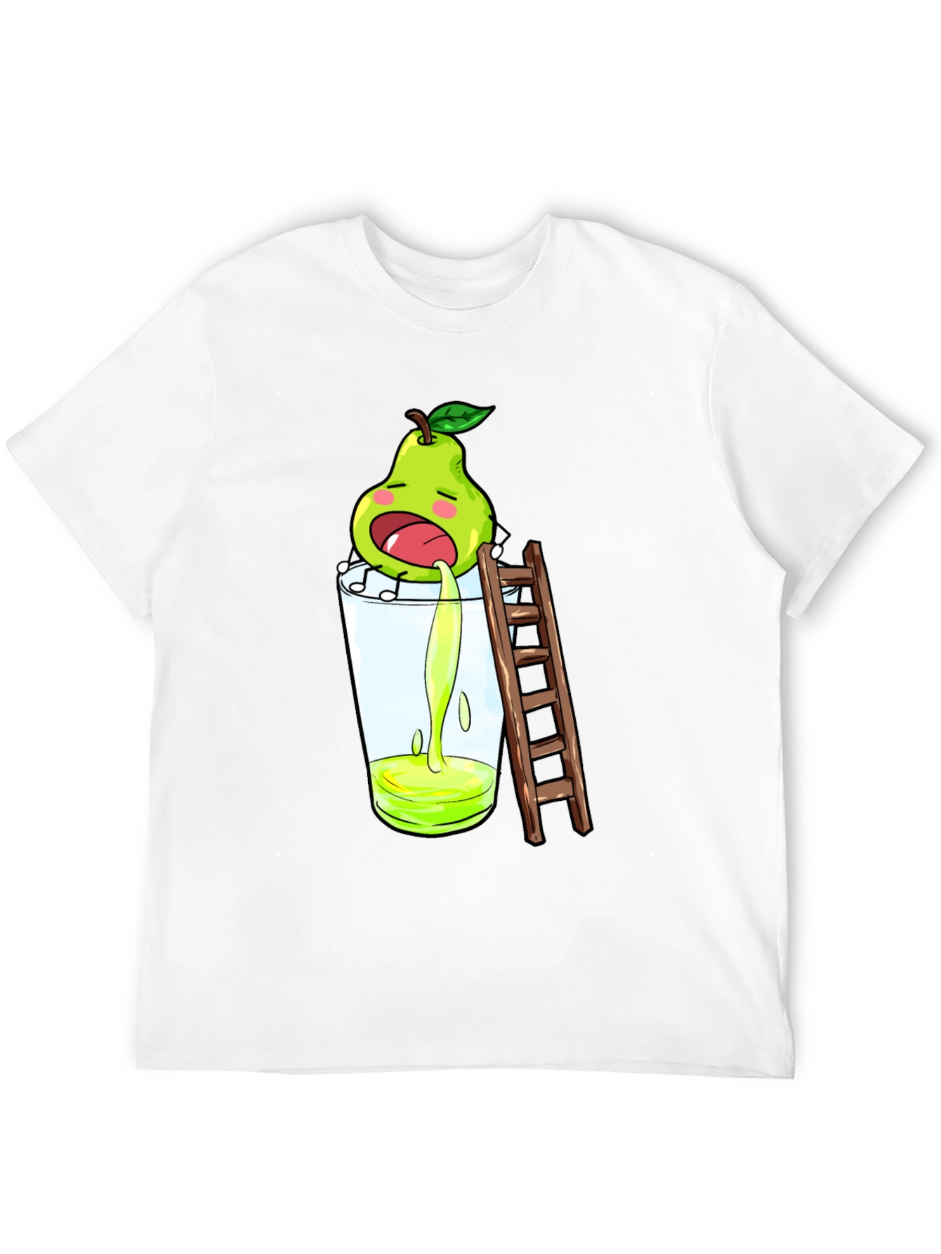 Black Funny Pear Juice Cartoon Black T-Shirt view 12