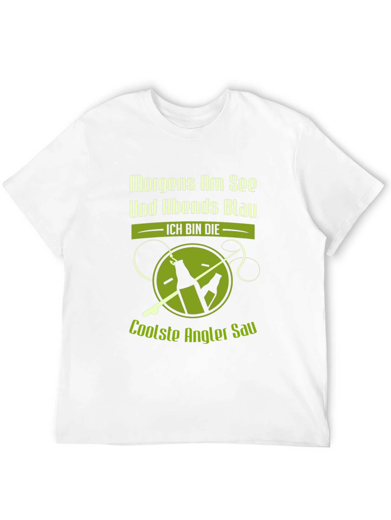 Black Fishing Humor T-Shirt - Morgens Am See Und Abends Blau view 12