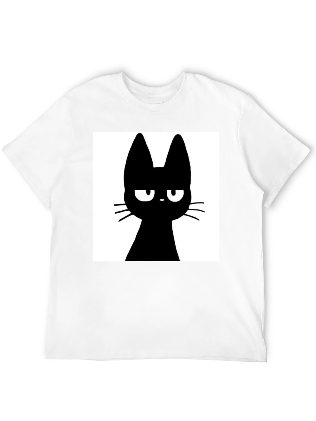 Black Grumpy Black Cat T-Shirt - Unisex Cotton Tee view 12