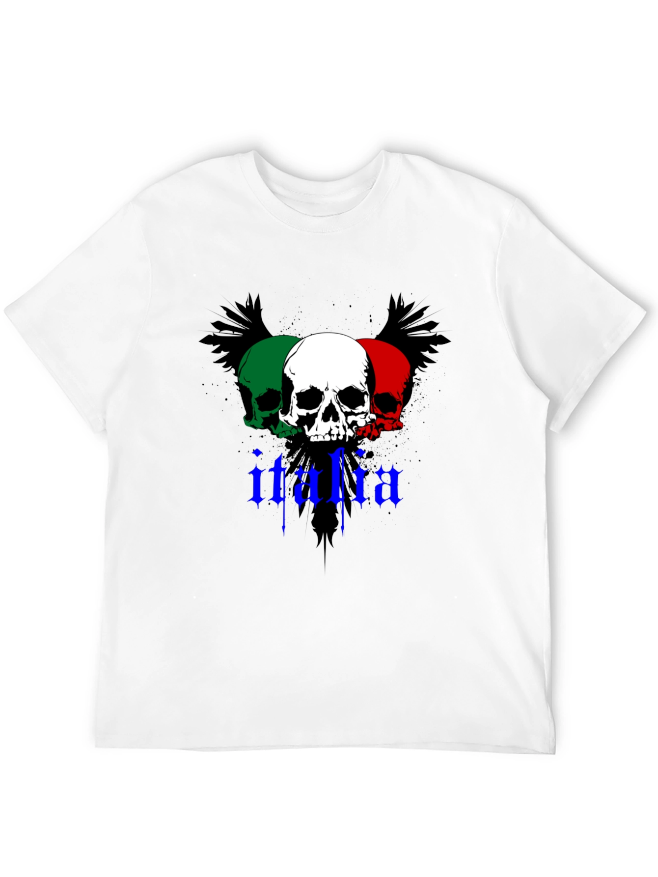 Black Italia Skull Graphic Tee - Black Crew Neck T-Shirt view 12