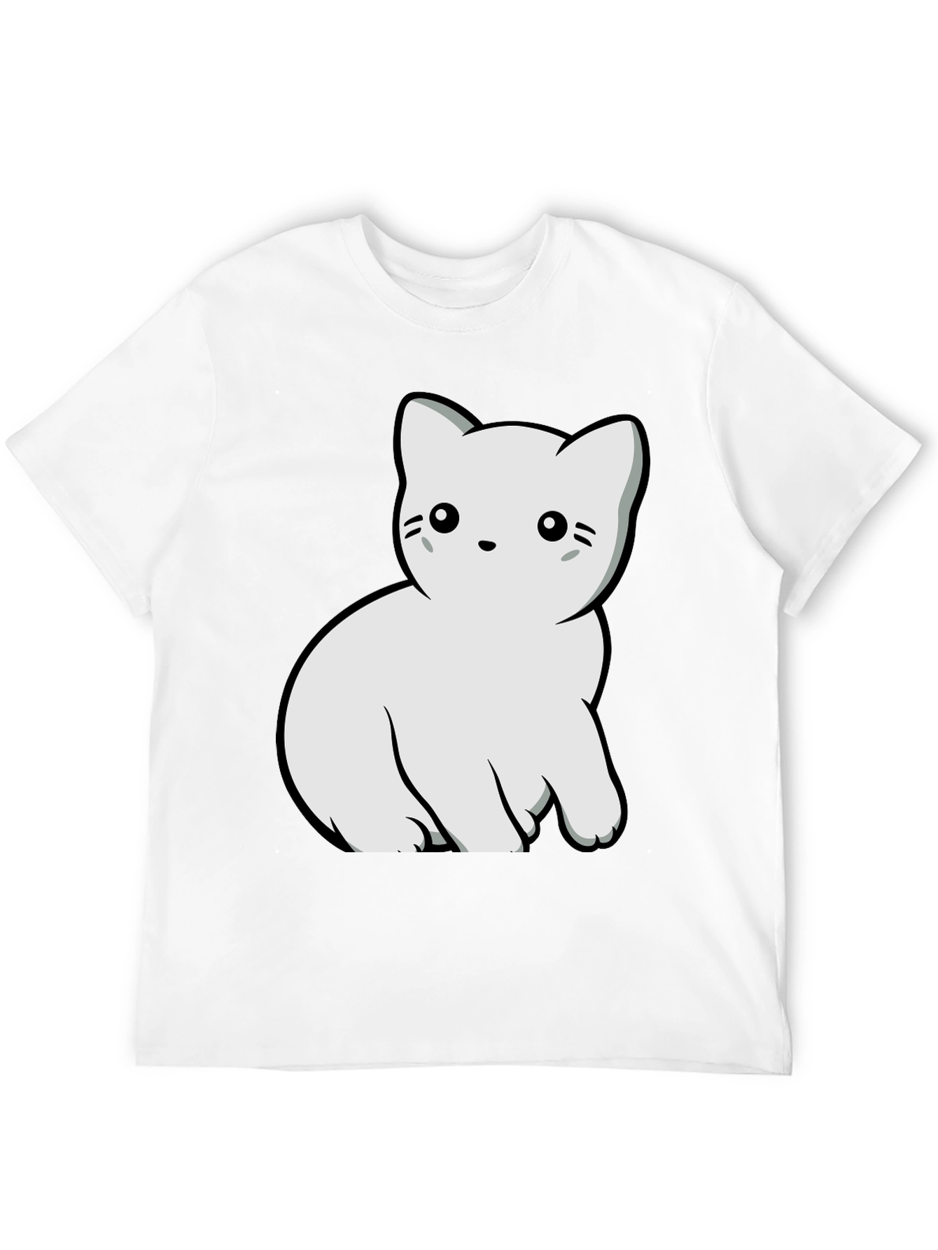 Black Cute Cat Graphic T-Shirt - Black Cotton Blend Tee view 12
