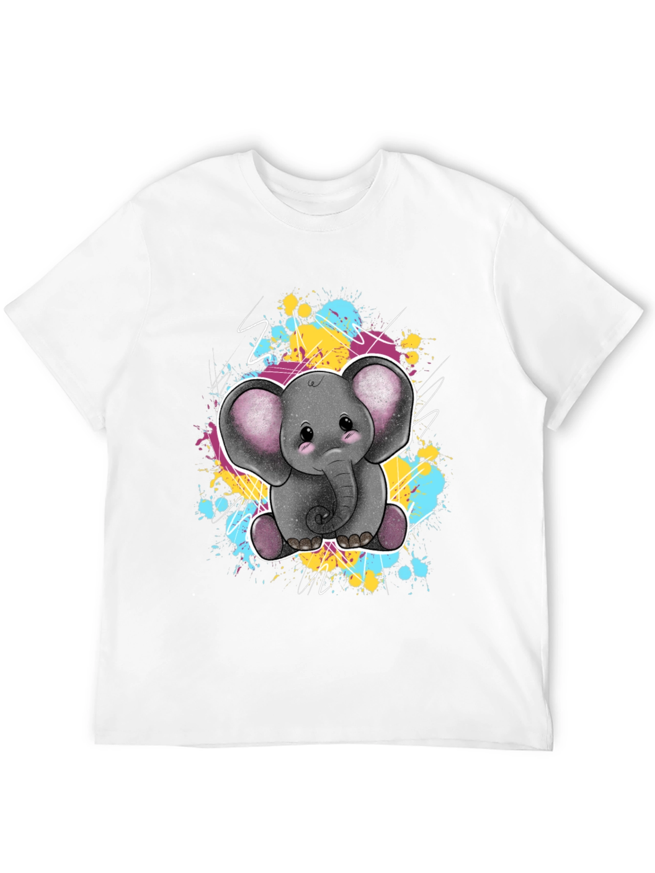 Black Cute Elephant Graphic Tee - Unisex Black T-Shirt view 12
