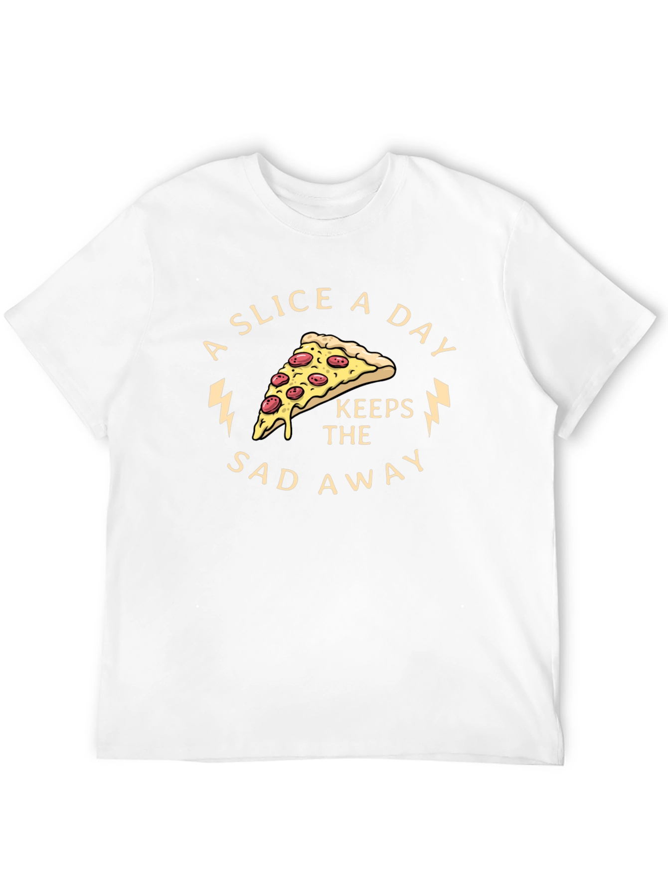 Black Pizza Slice Keeps the Sad Away Graphic Tee view 12