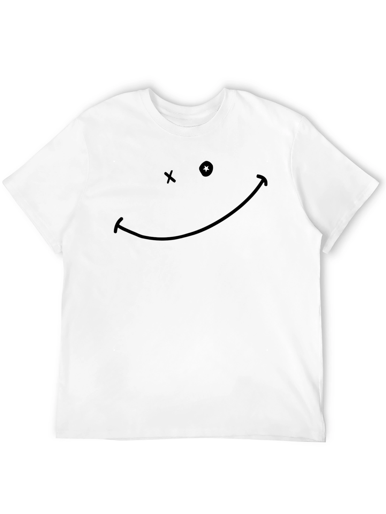 Black Smiley Face Graphic Tee - Soft Cotton Blend view 12
