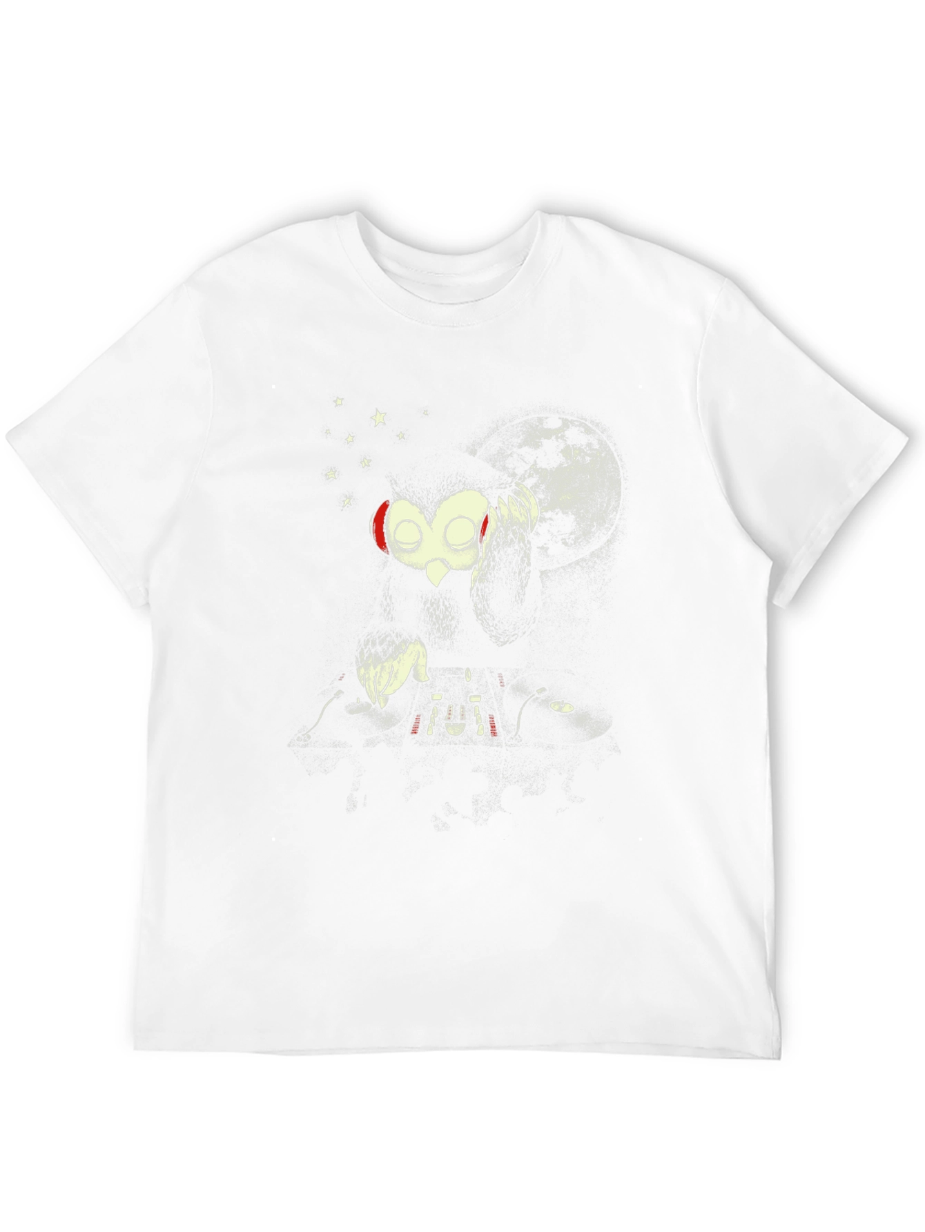 Black DJ Owl Graphic Tee - Black Cotton T-Shirt view 12