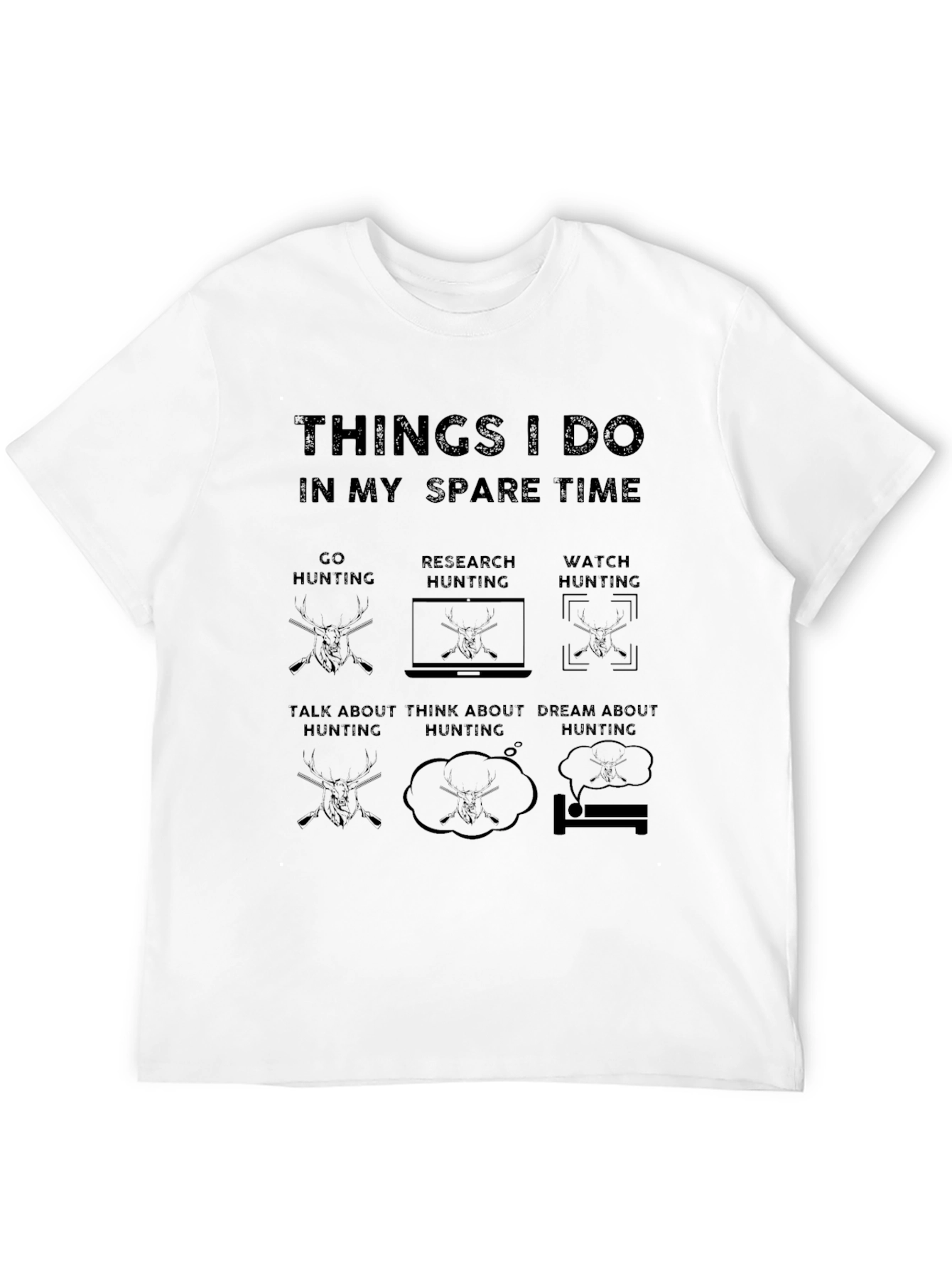 Black Hunting Spare Time Graphic Tee view 12