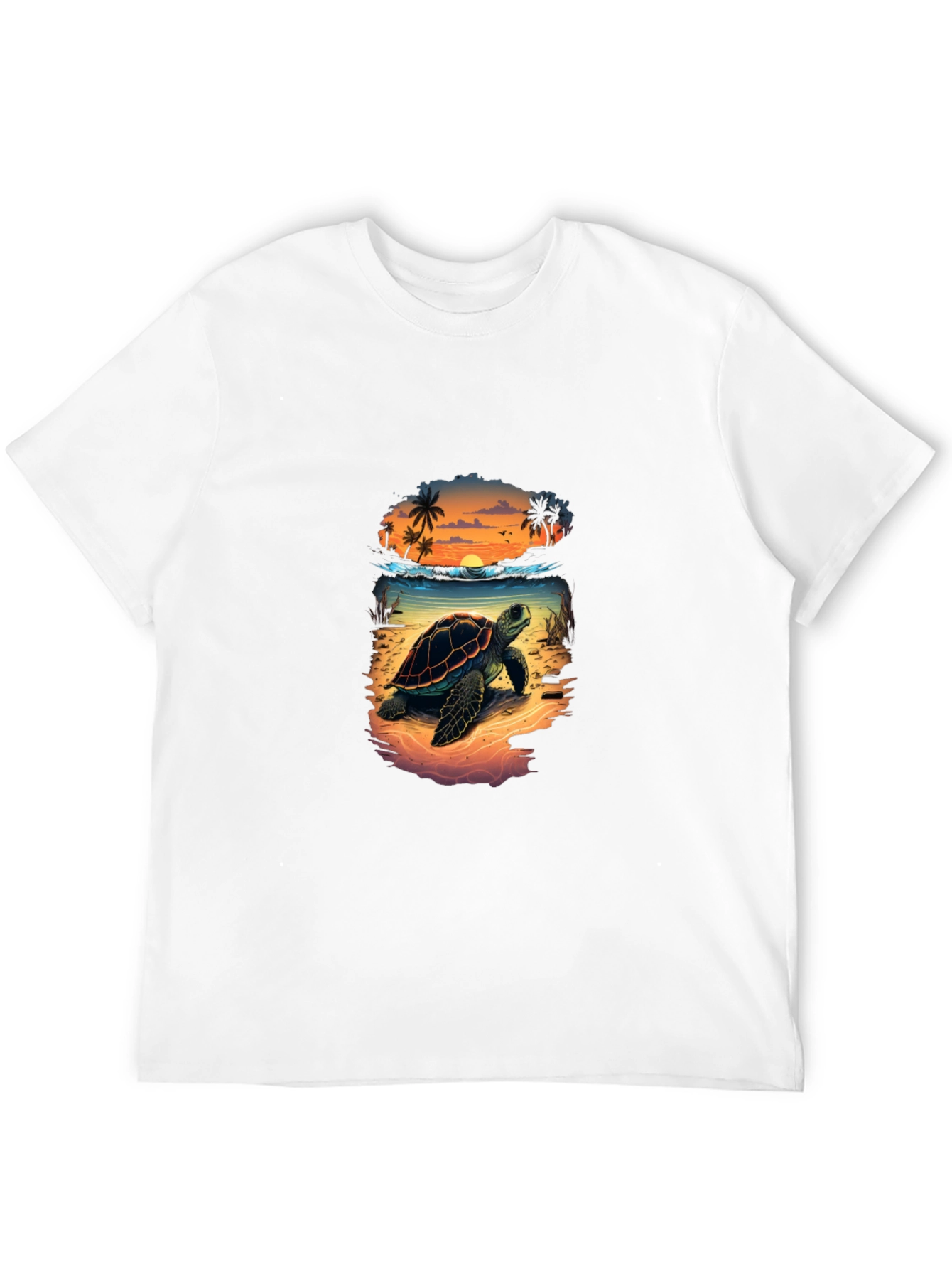Black Sea Turtle Beach Sunset Graphic T-Shirt view 12
