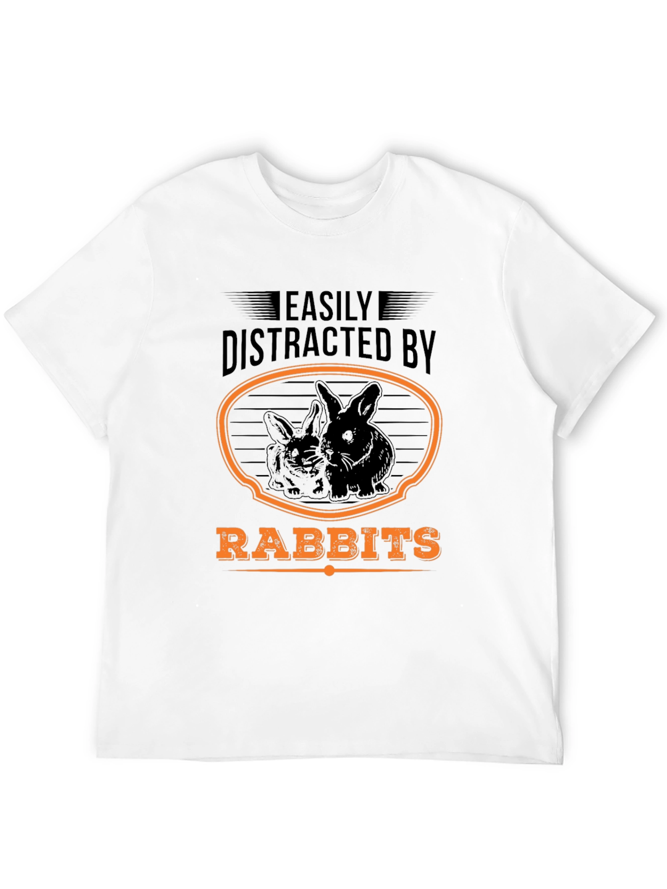 Black Easily Distracted By Rabbits T-Shirt view 12
