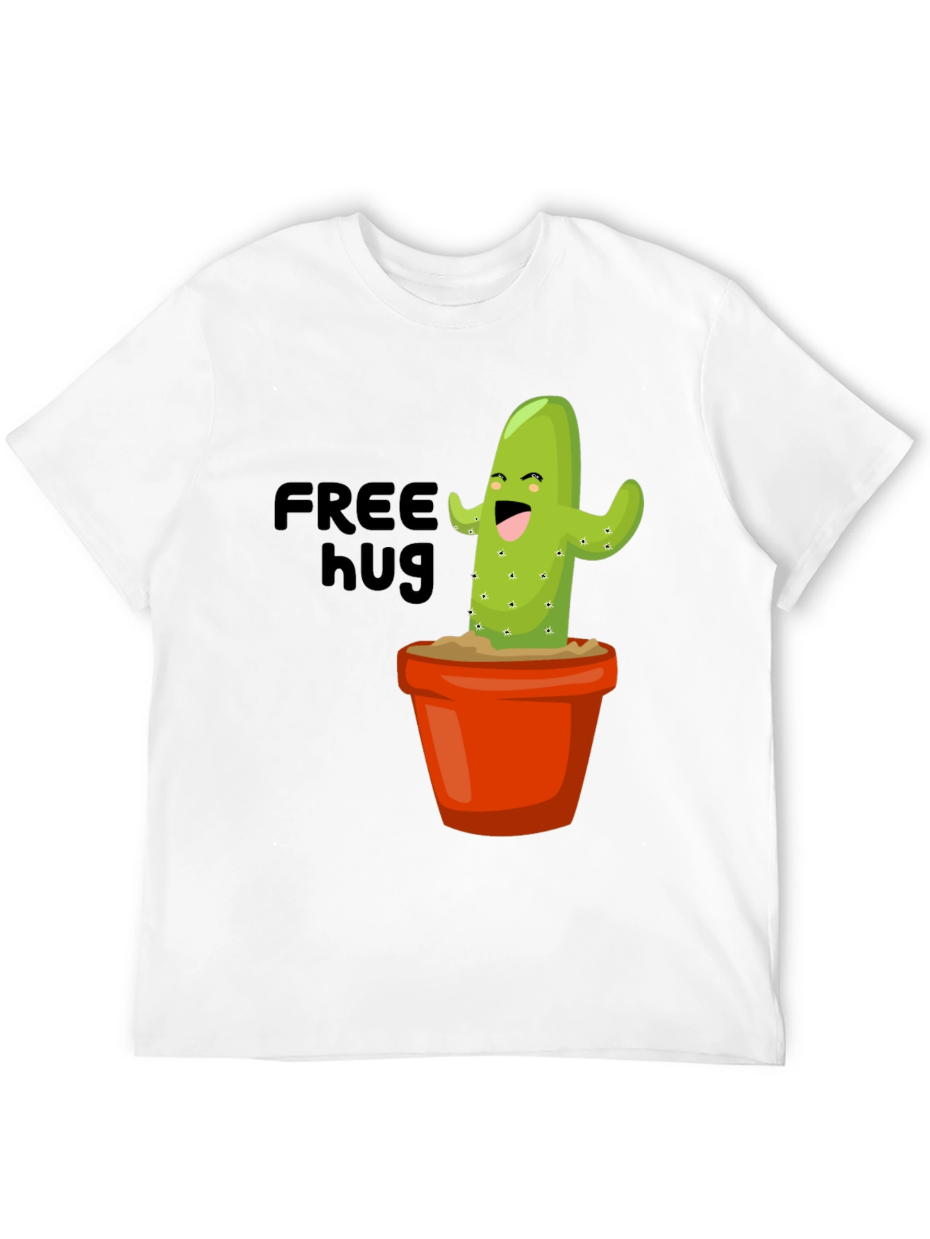 Black Funny Cactus T-Shirt - Free Hugs Graphic Tee view 12