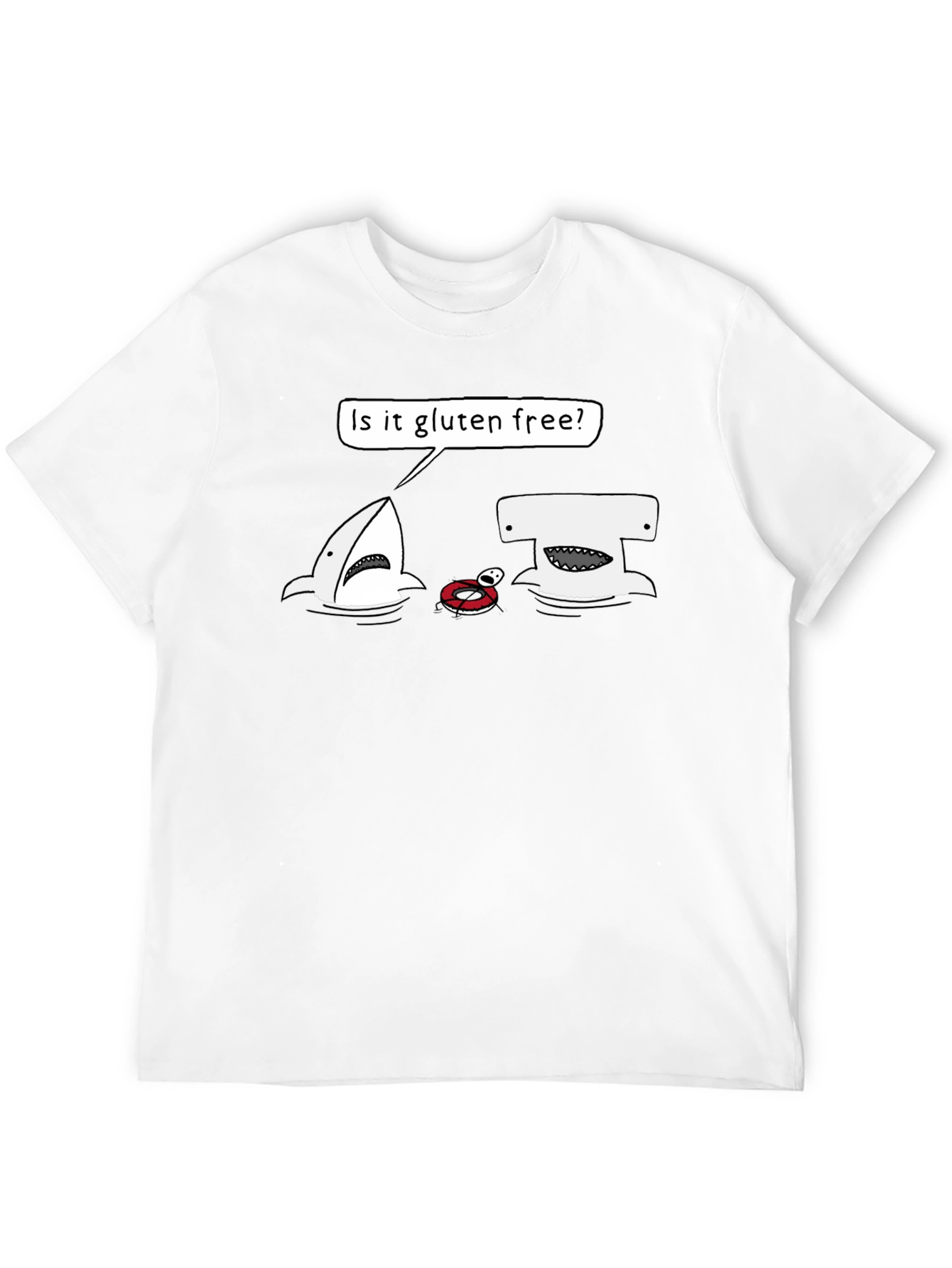 Gluten-Free Shark Humor Graphic T-Shirt - 12