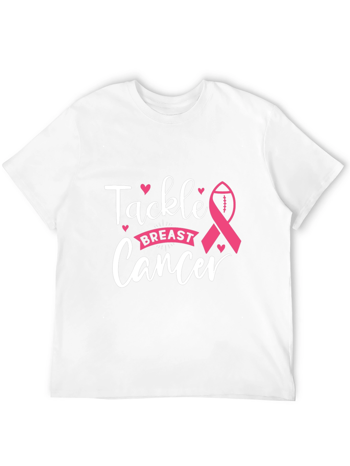 Black Tackle Breast Cancer T-Shirt, Awareness Ribbon Football Tee view 12