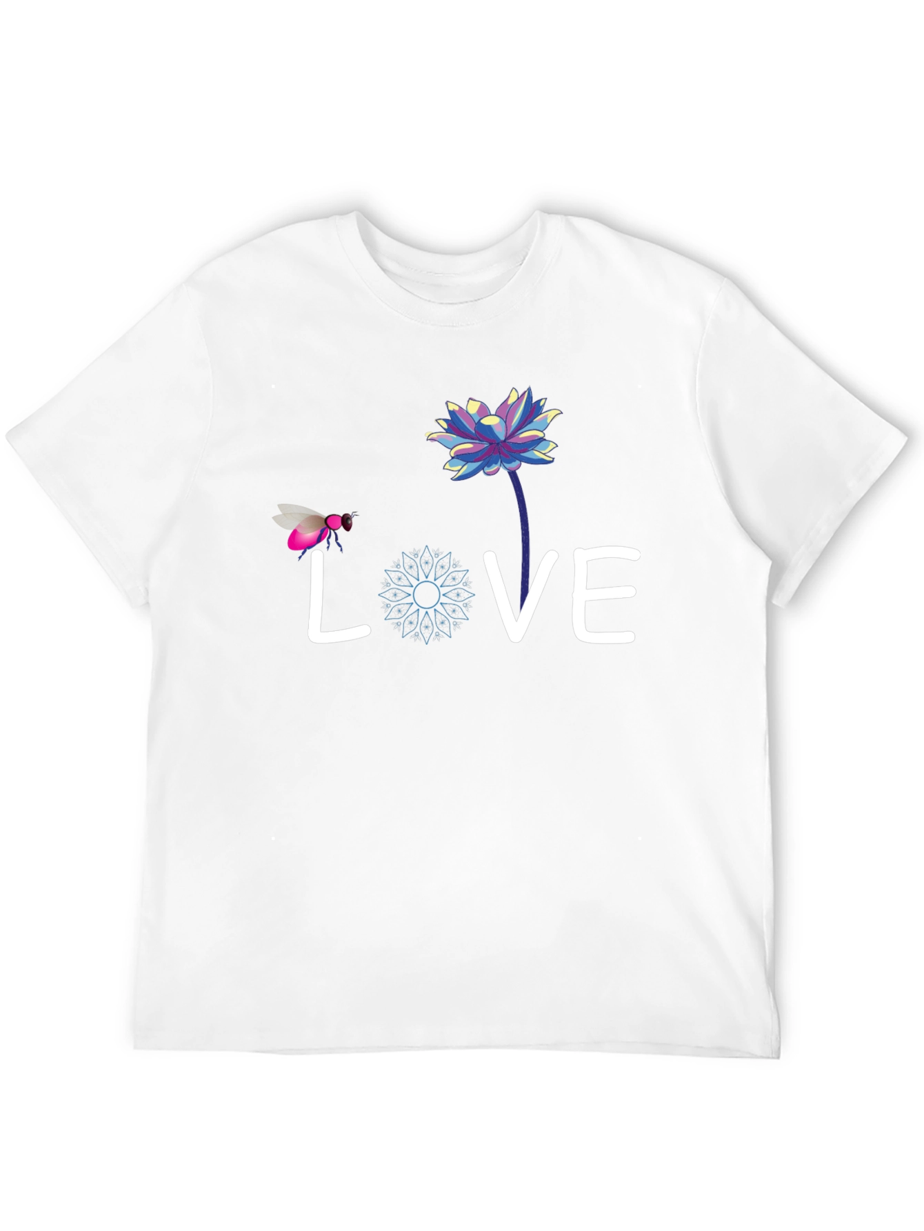 Black Love Bee Lotus Graphic Tee - Black Cotton view 12