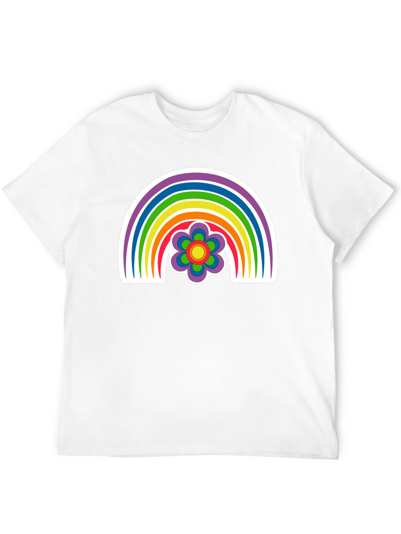 Black Retro Rainbow Flower Graphic Tee - Black view 12