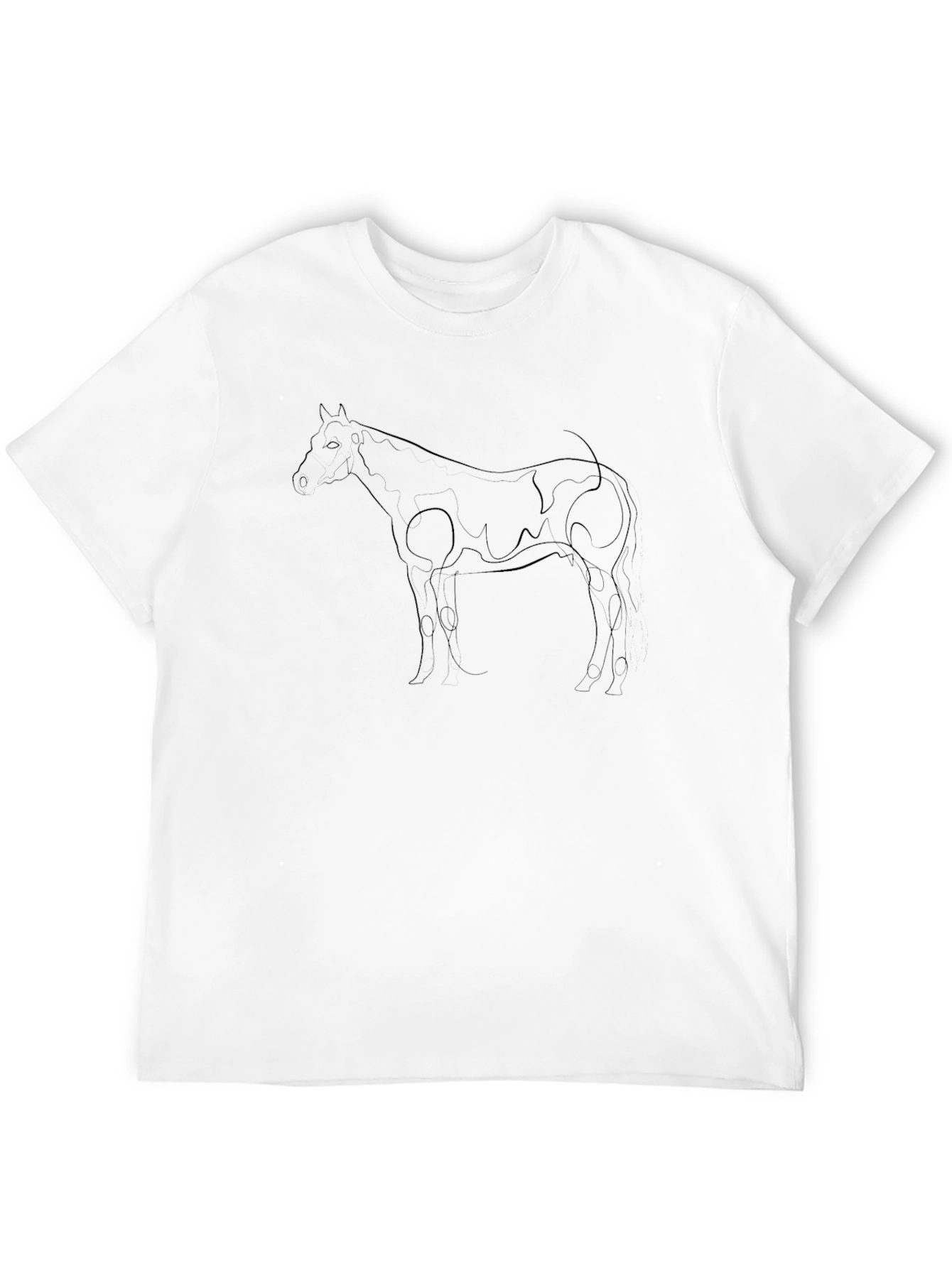 Black Horse Line Art Black Graphic Tee view 12