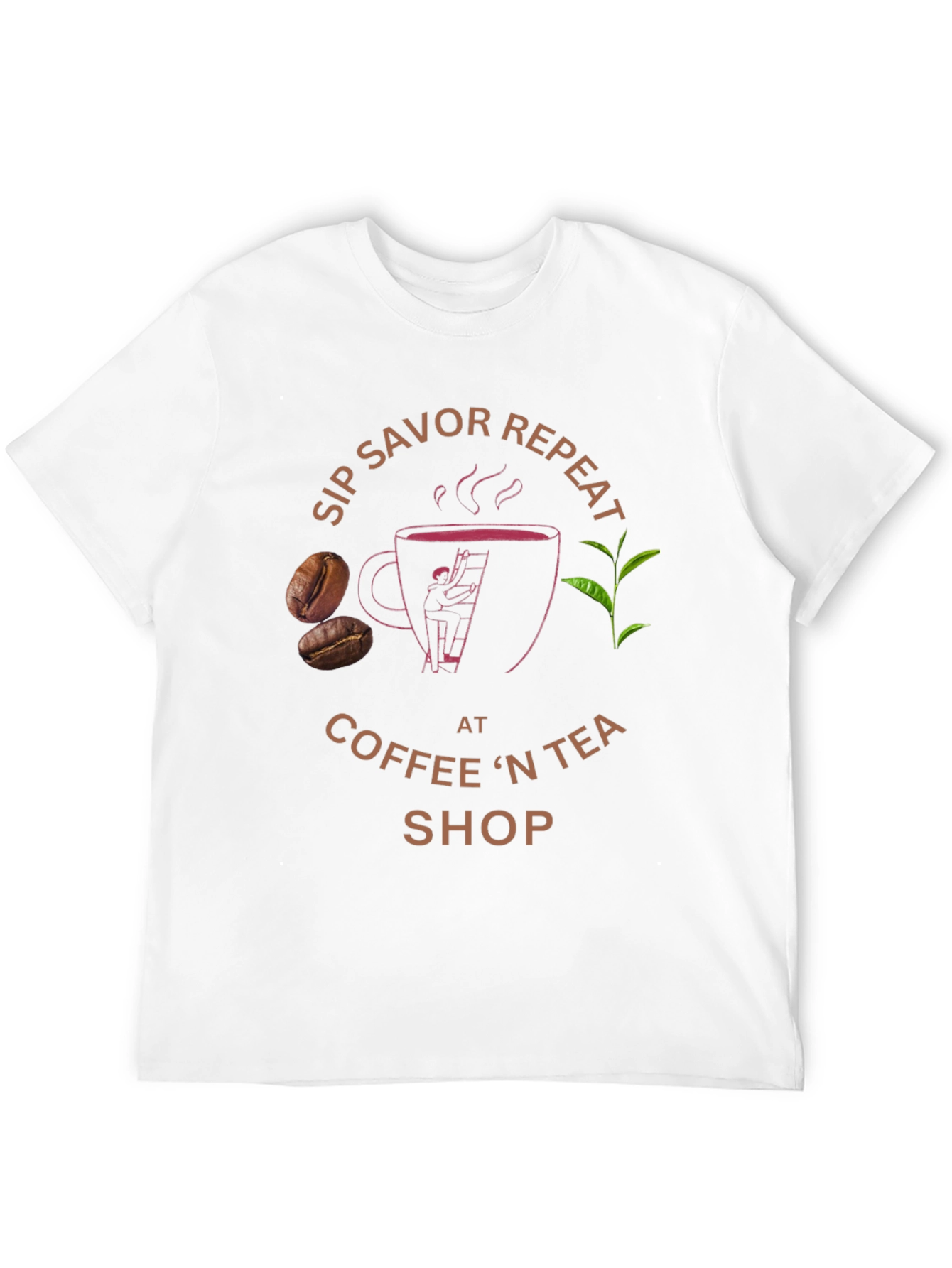 Black Sip Savor Repeat Coffee & Tea T-Shirt view 12