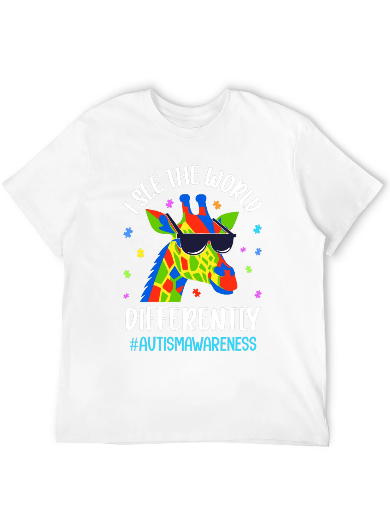 Black Autism Awareness Giraffe T-Shirt  view 12