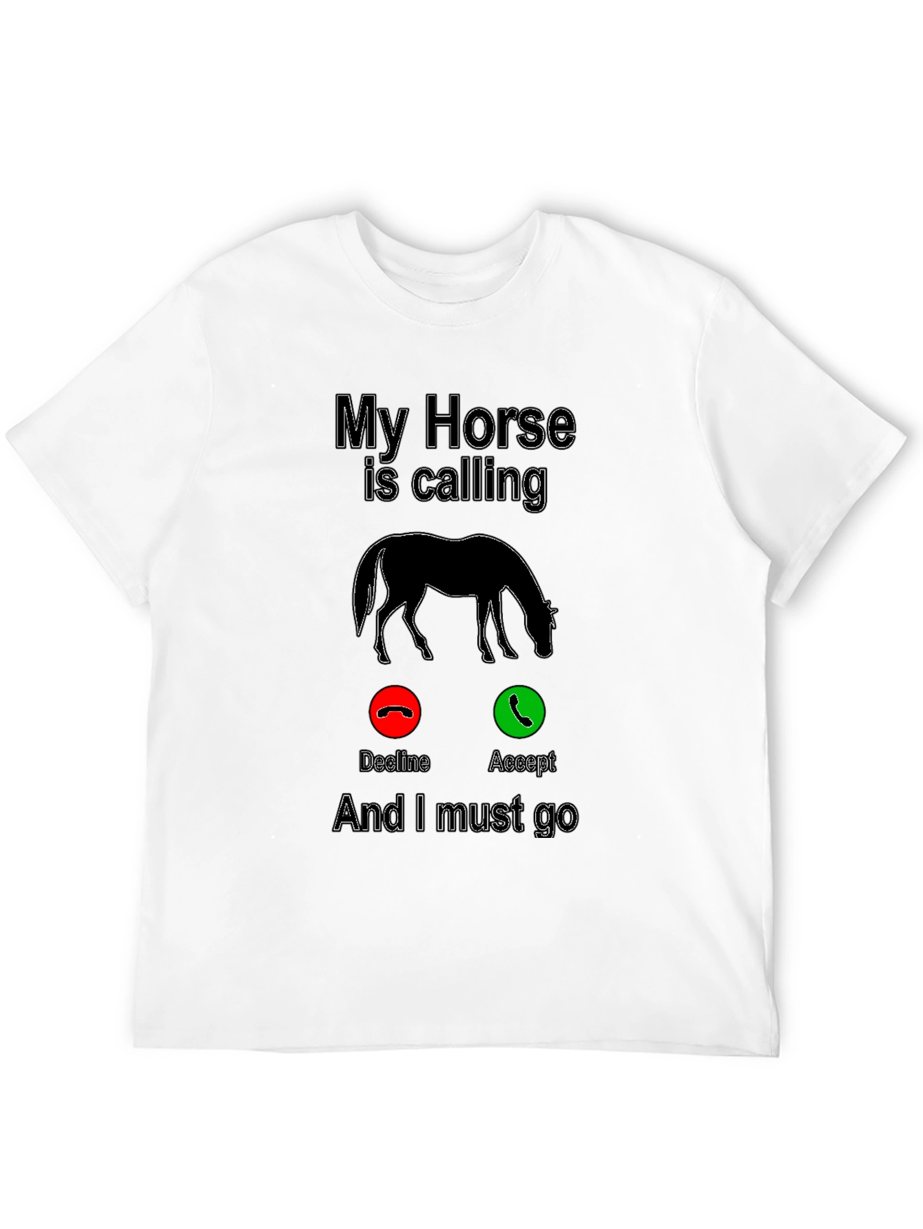 Black My Horse is Calling Funny Graphic T-Shirt view 12