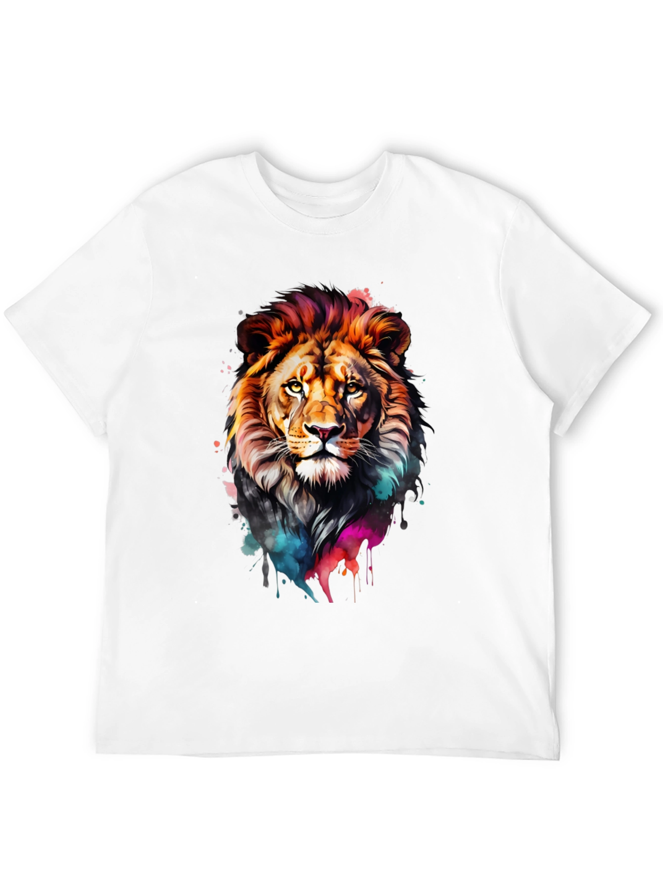 Black Vibrant Lion Graphic Black T-Shirt view 12
