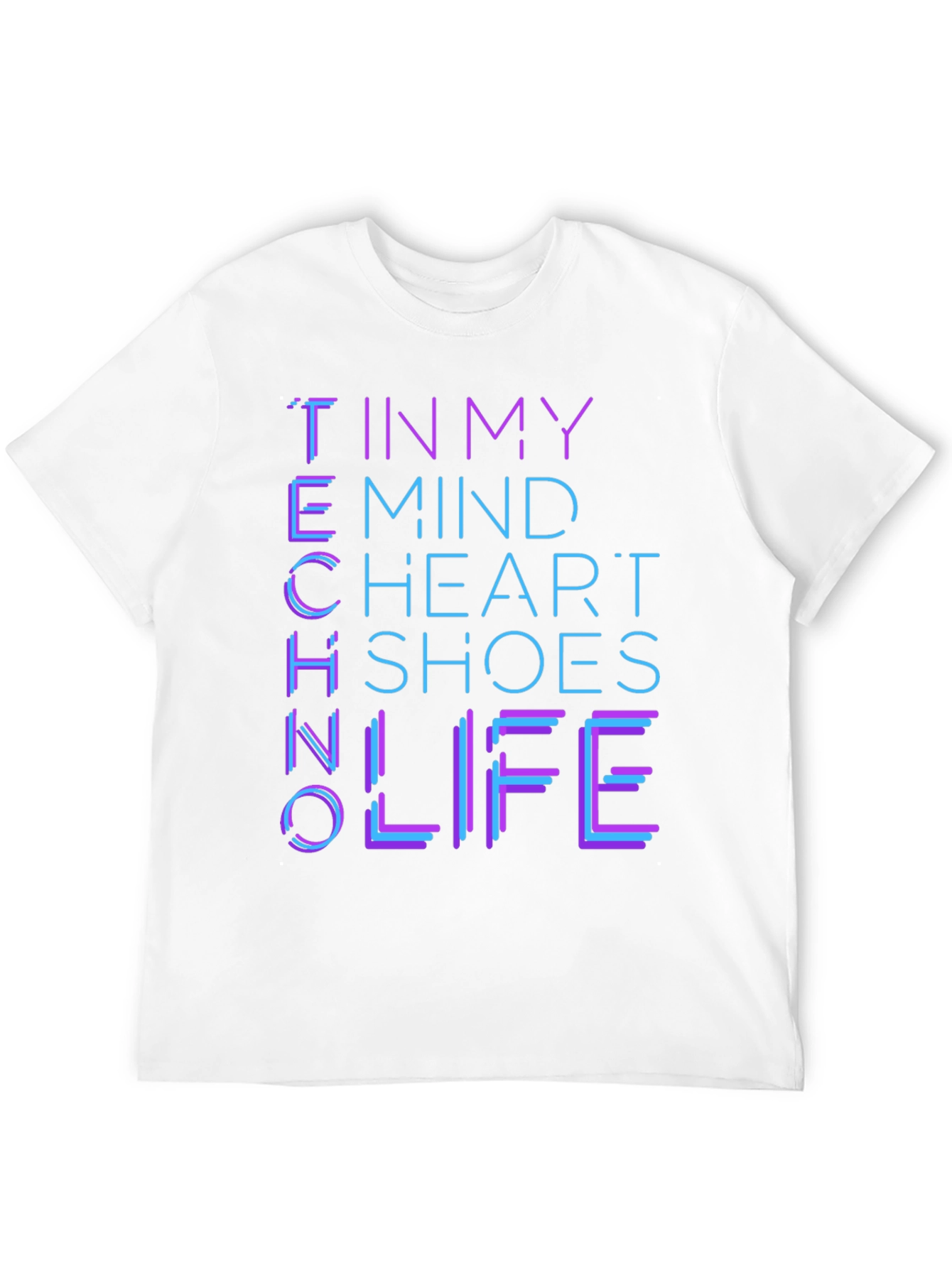 Black Techno Mind Heart Shoes Life Graphic Tee - Black view 12