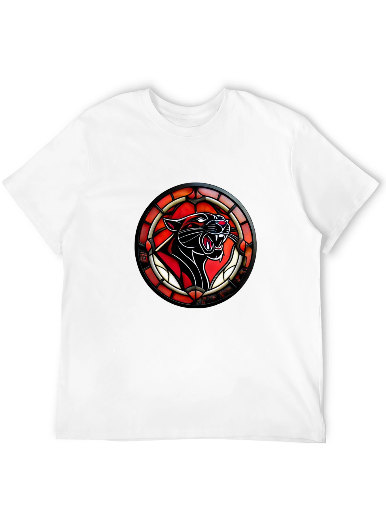 Black Stained Glass Panther T-Shirt - Bold Graphic Tee view 12