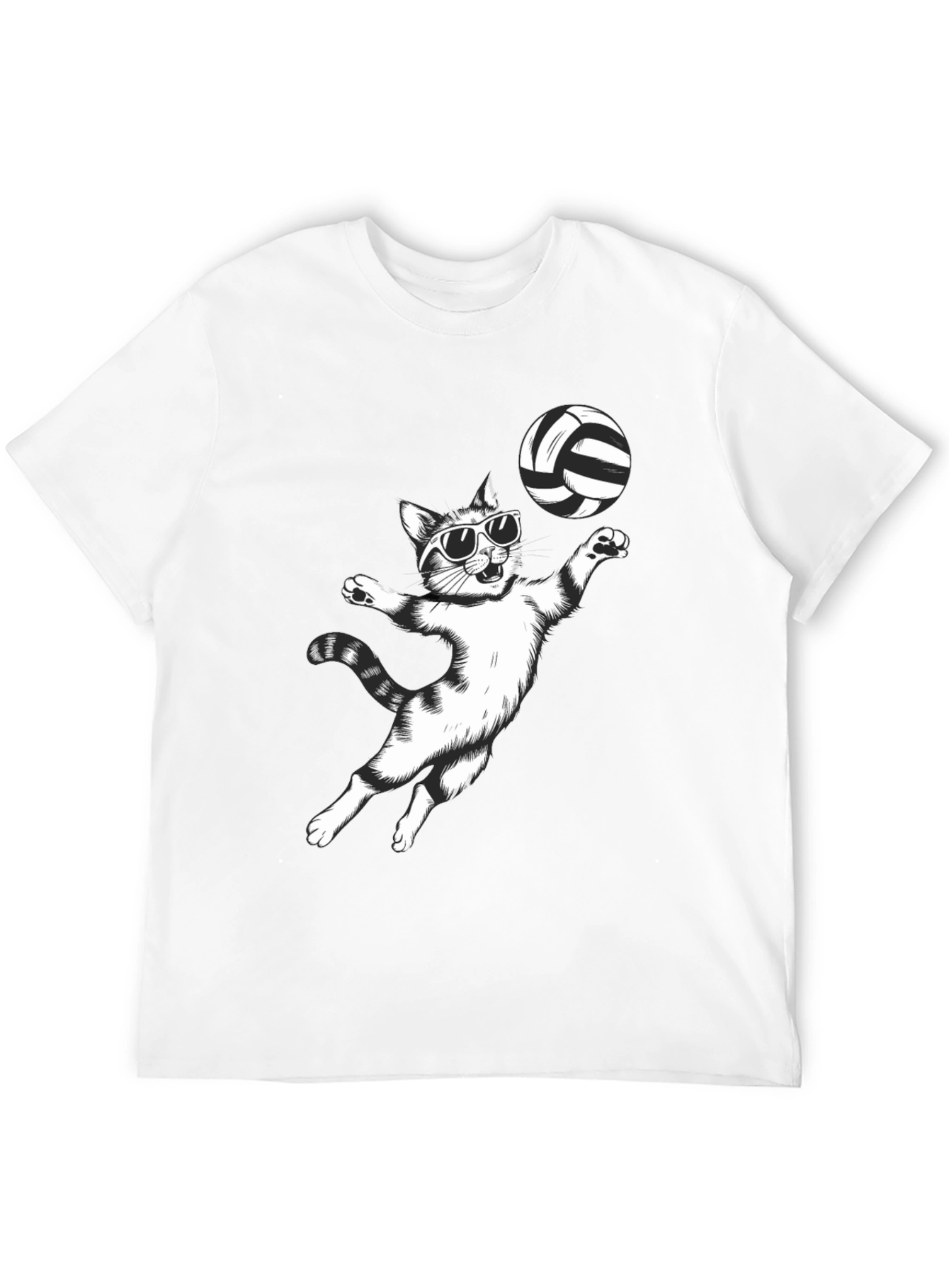 Black Volleyball Cat Graphic Tee - Funny T-Shirt view 12