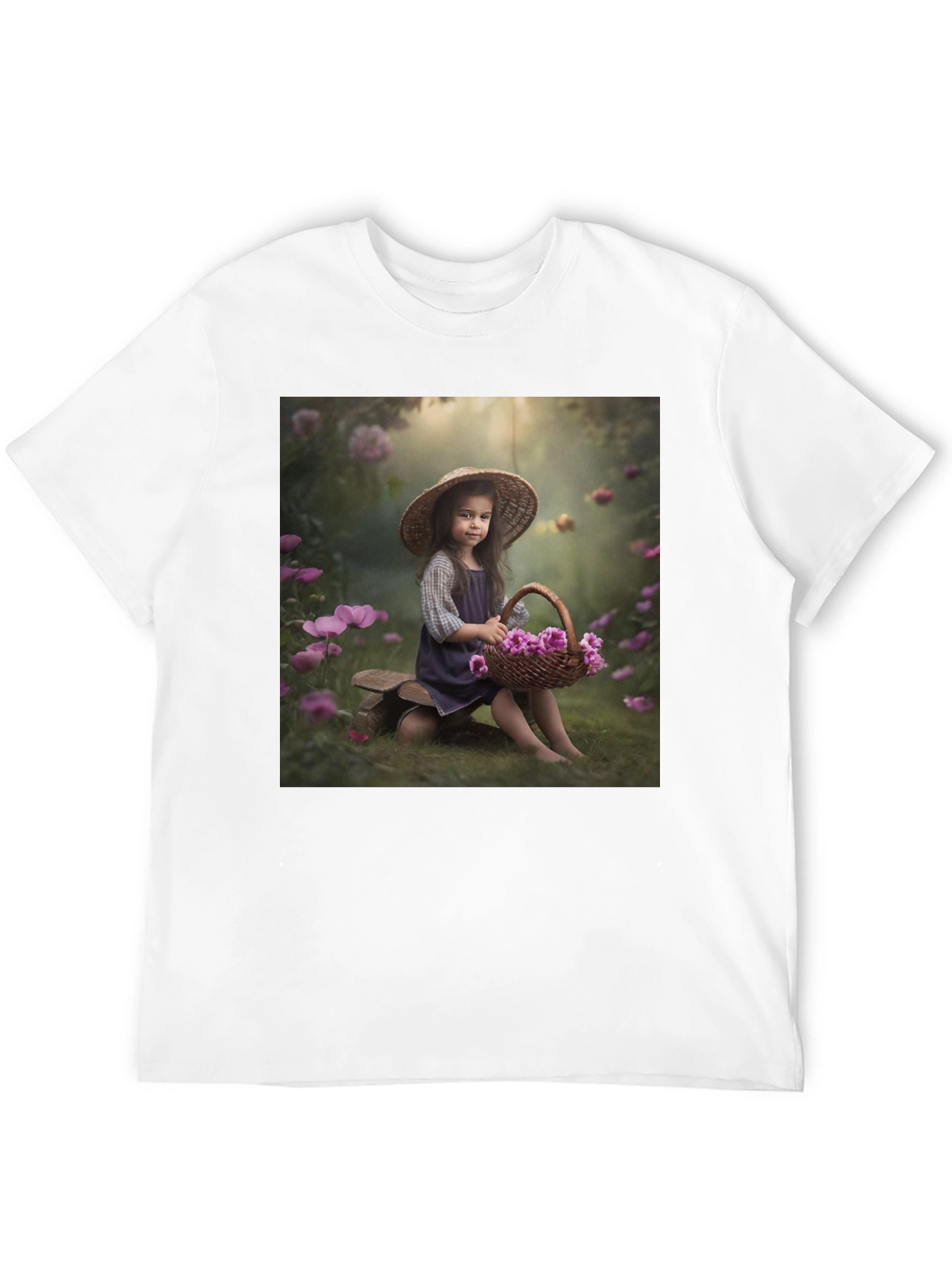 Black Charming Girl with Flowers T-Shirt view 12