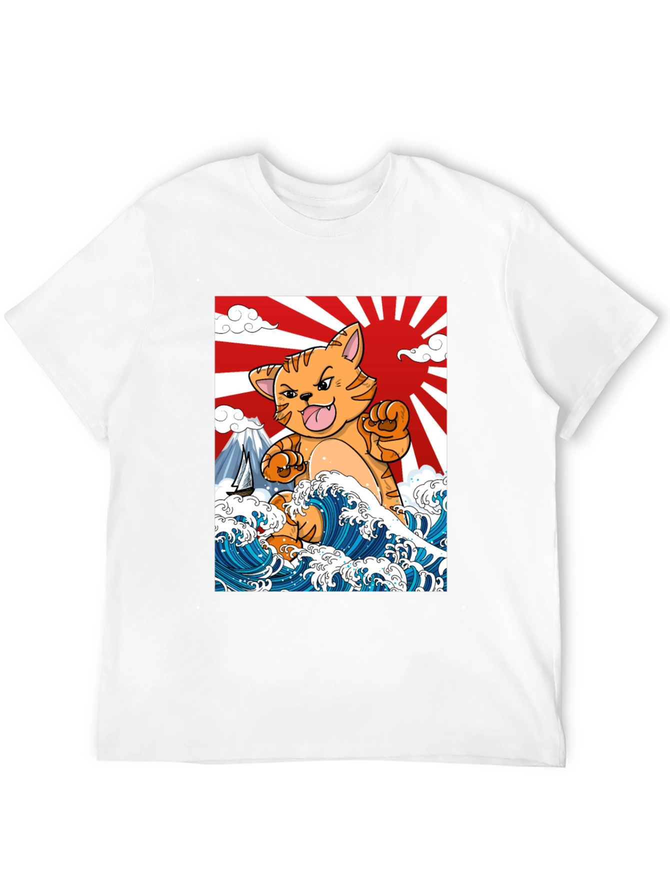 Black Kaiju Cat T-Shirt - Japanese Wave Art view 12