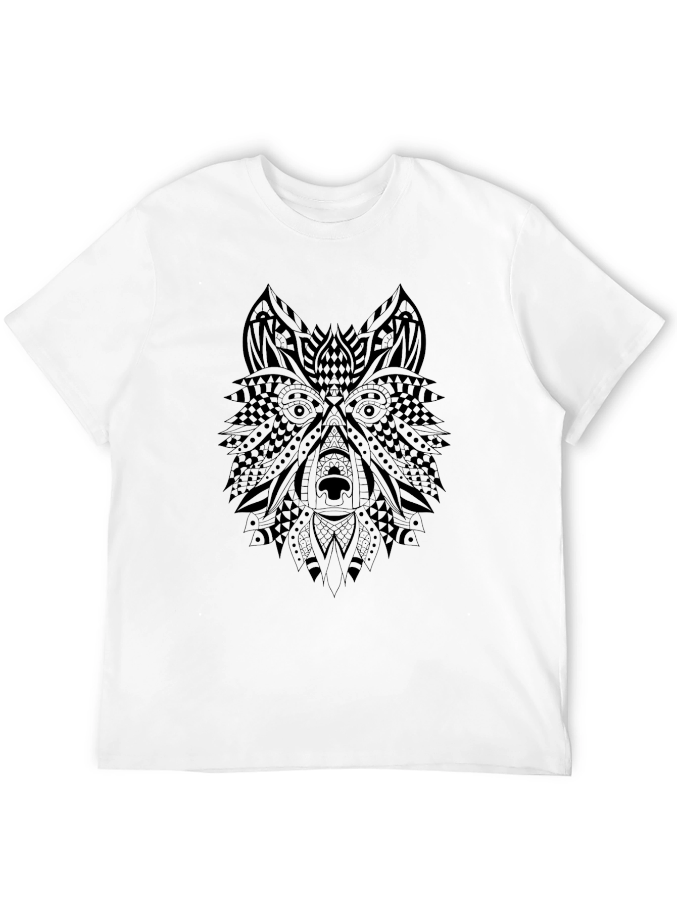 Black Wolf Graphic Print Black T-Shirt view 12
