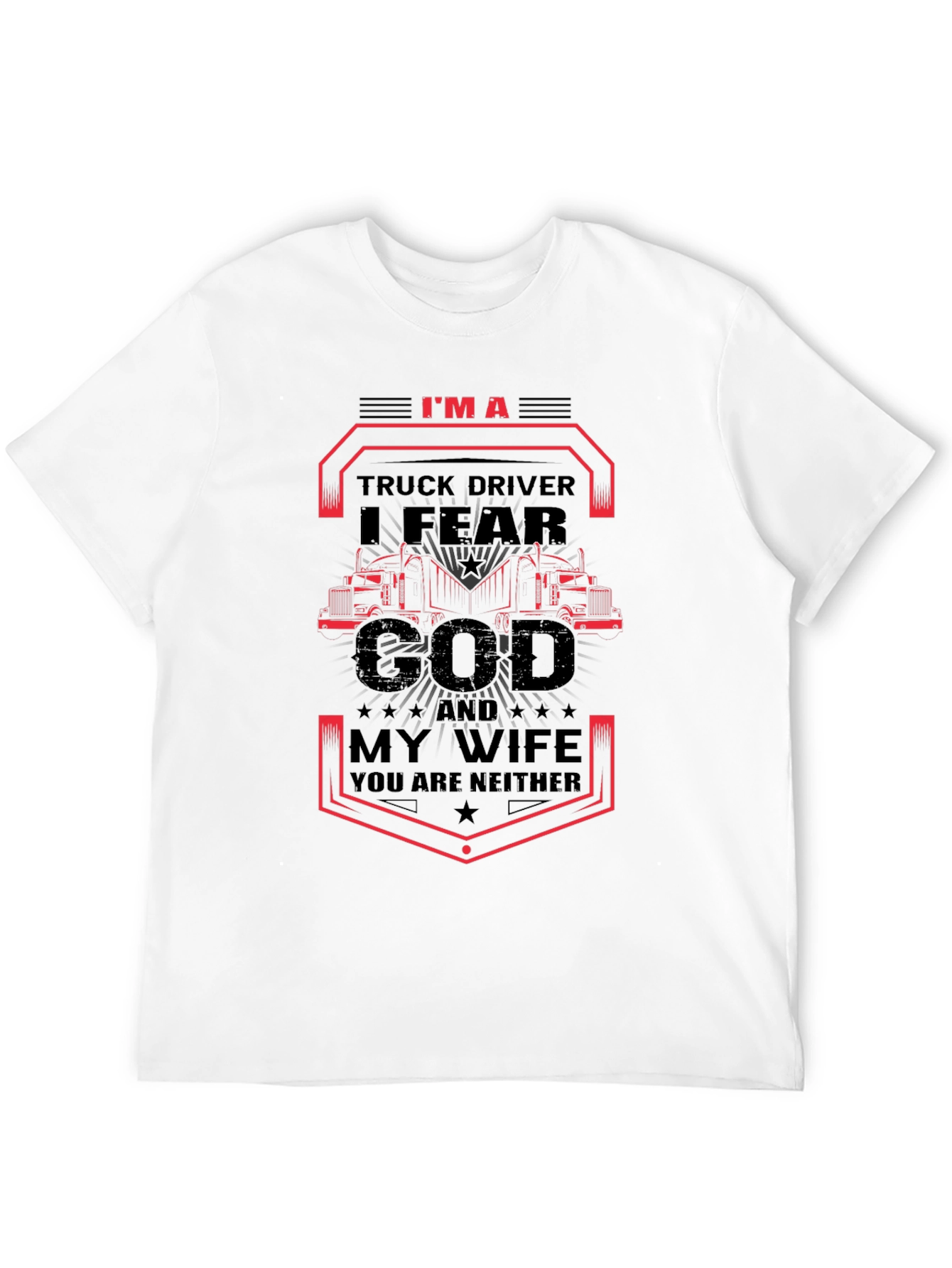 Black I Fear God & My Wife Trucker T-Shirt view 12