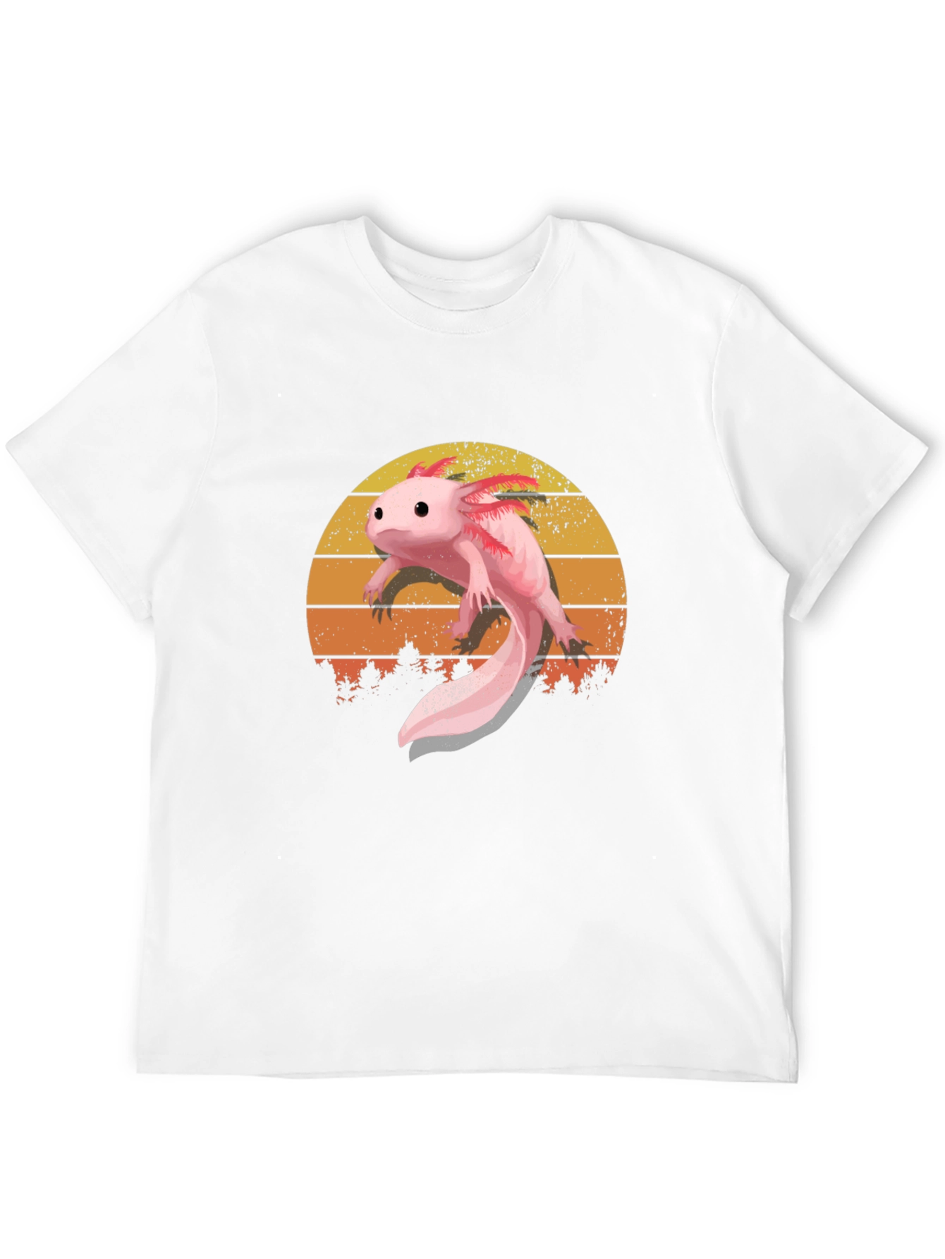 Black Axolotl Sunset Graphic Tee - Black Cotton T-Shirt view 12