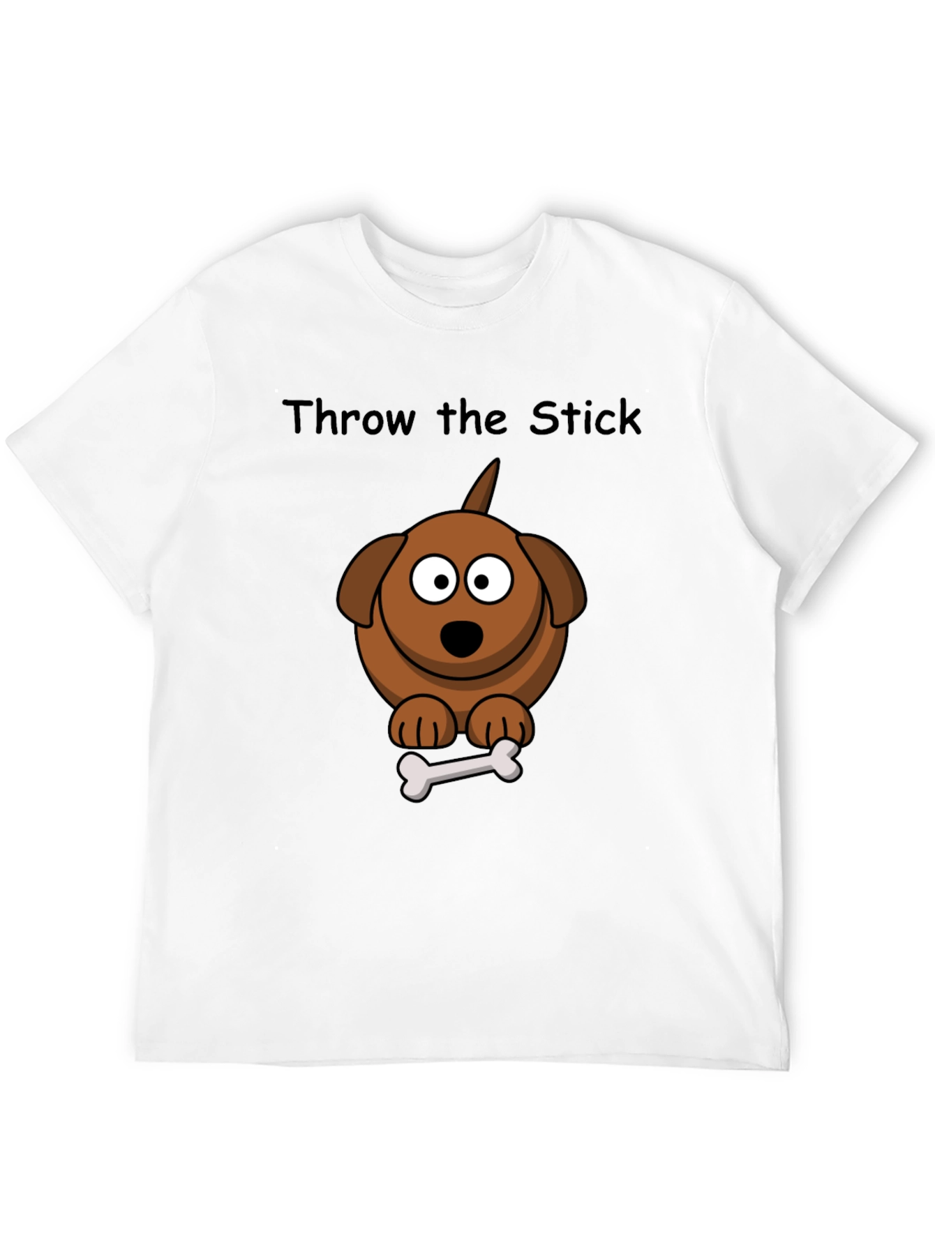 Black Throw the Stick Dog Cartoon T-Shirt - Playful Graphic Tee view 12