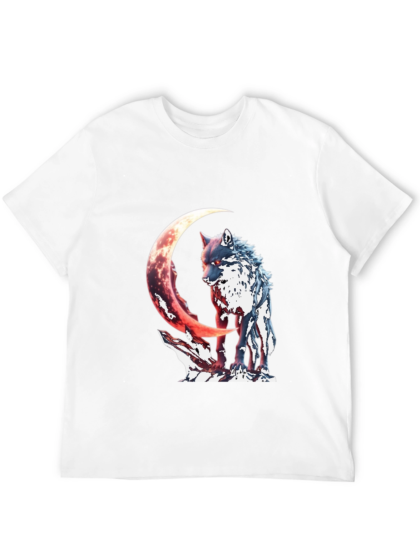 Black Wolf & Crescent Moon Graphic T-Shirt view 12