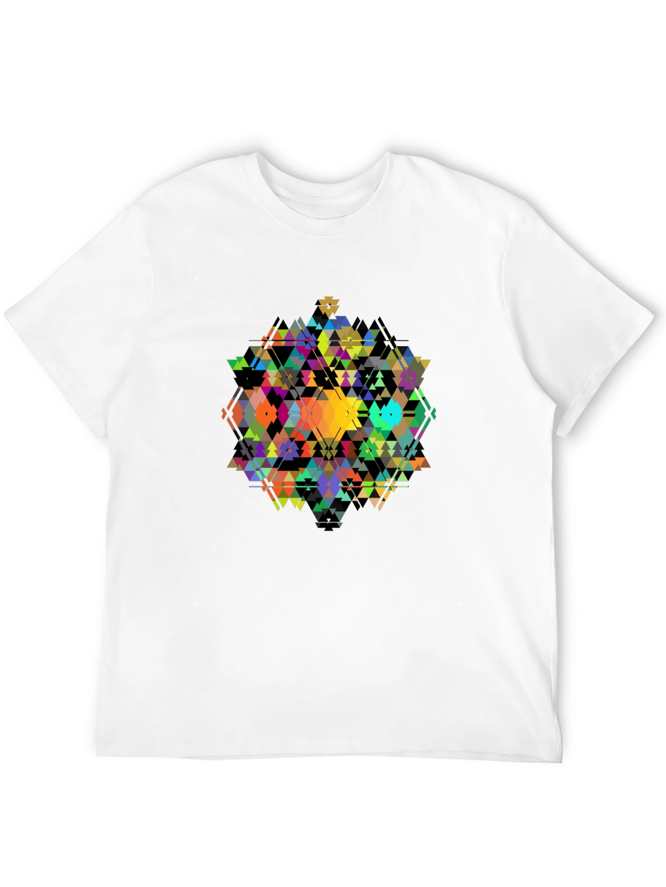 Black Geometric Triangle Art T-Shirt - Modern Design view 12