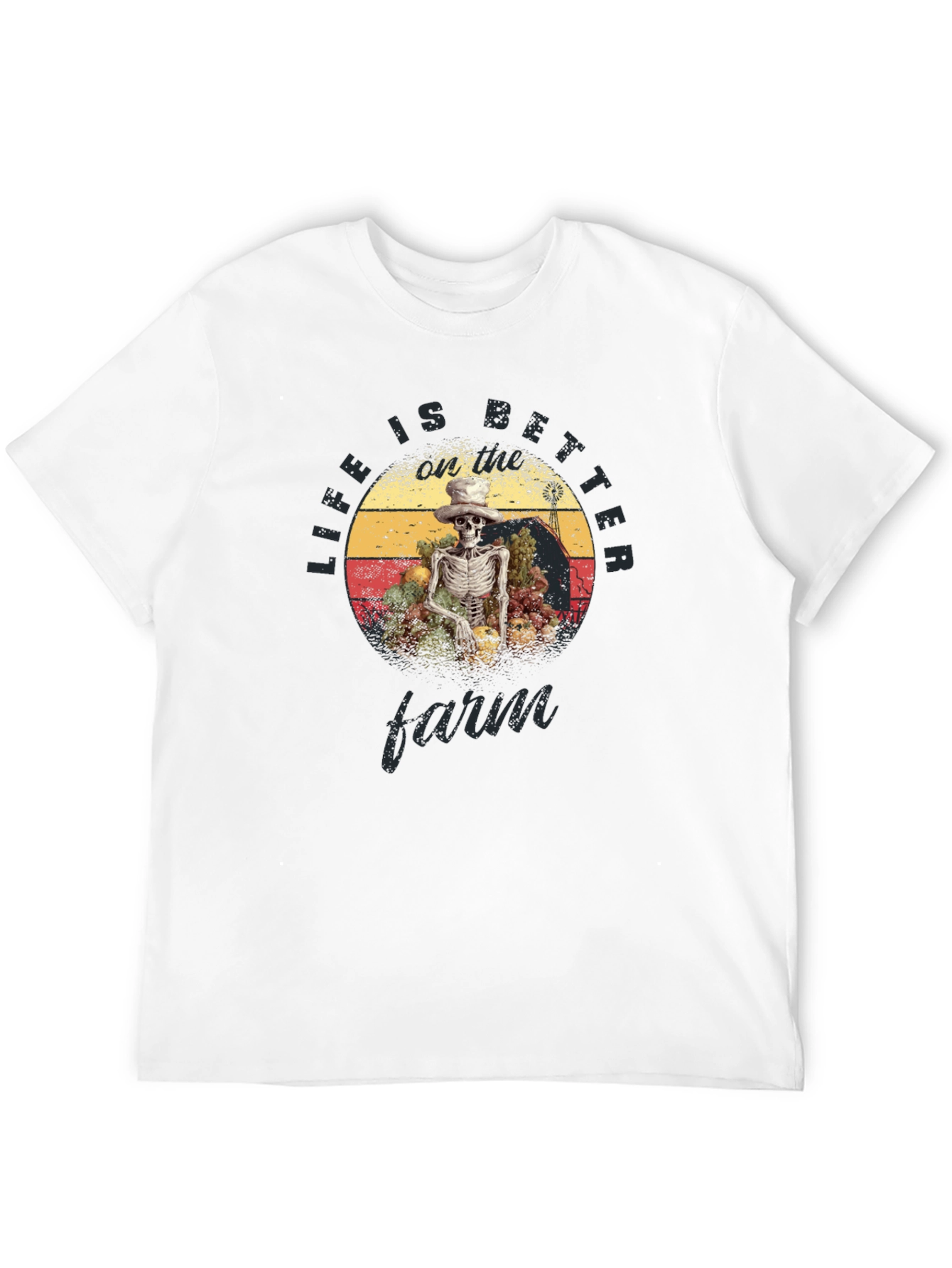 Black Life Is Better Farm T-Shirt - Skeleton Farmer Graphic Tee view 12