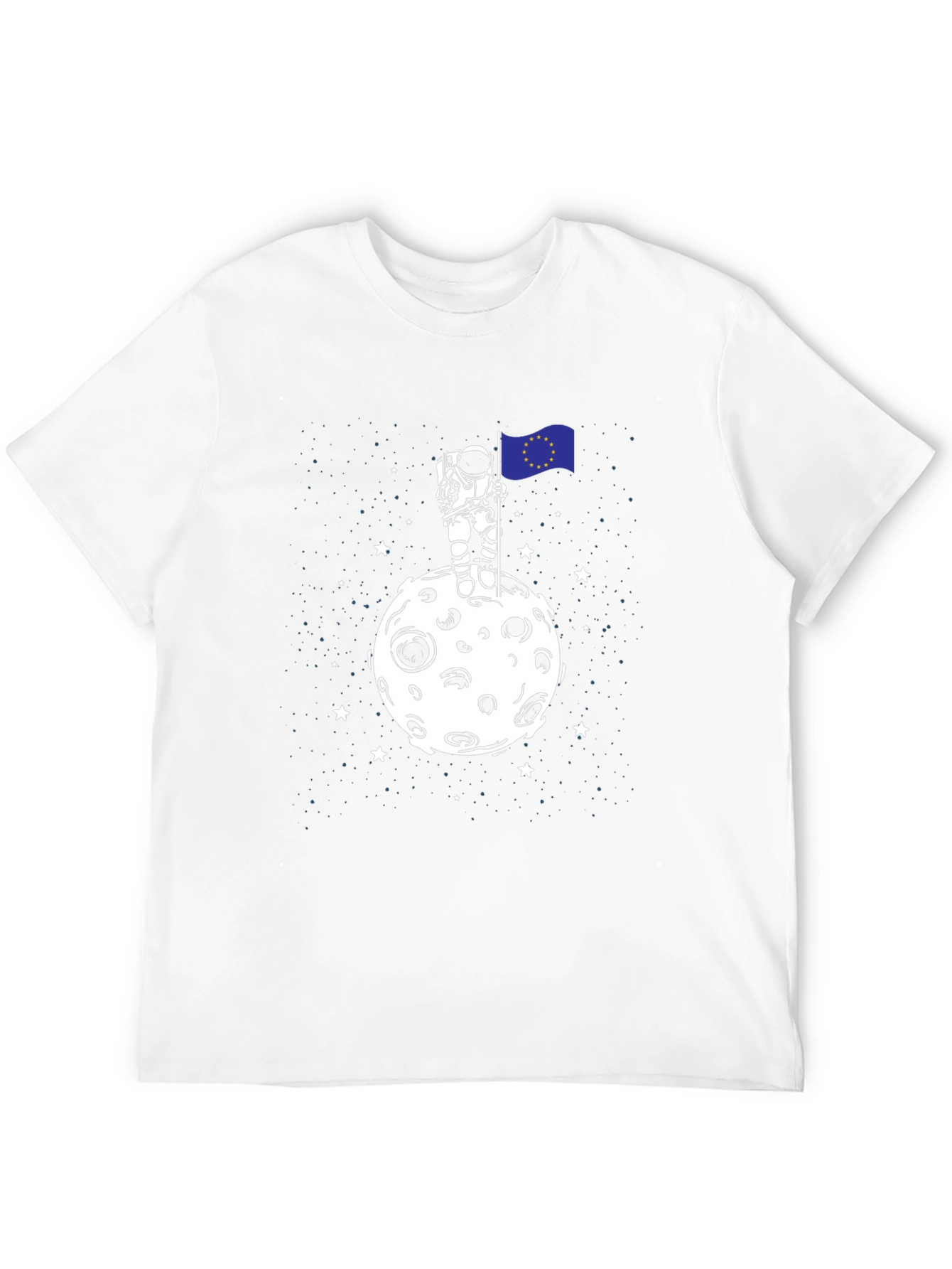 Black Astronaut EU Flag Moon T-Shirt - Space Graphic Tee view 12