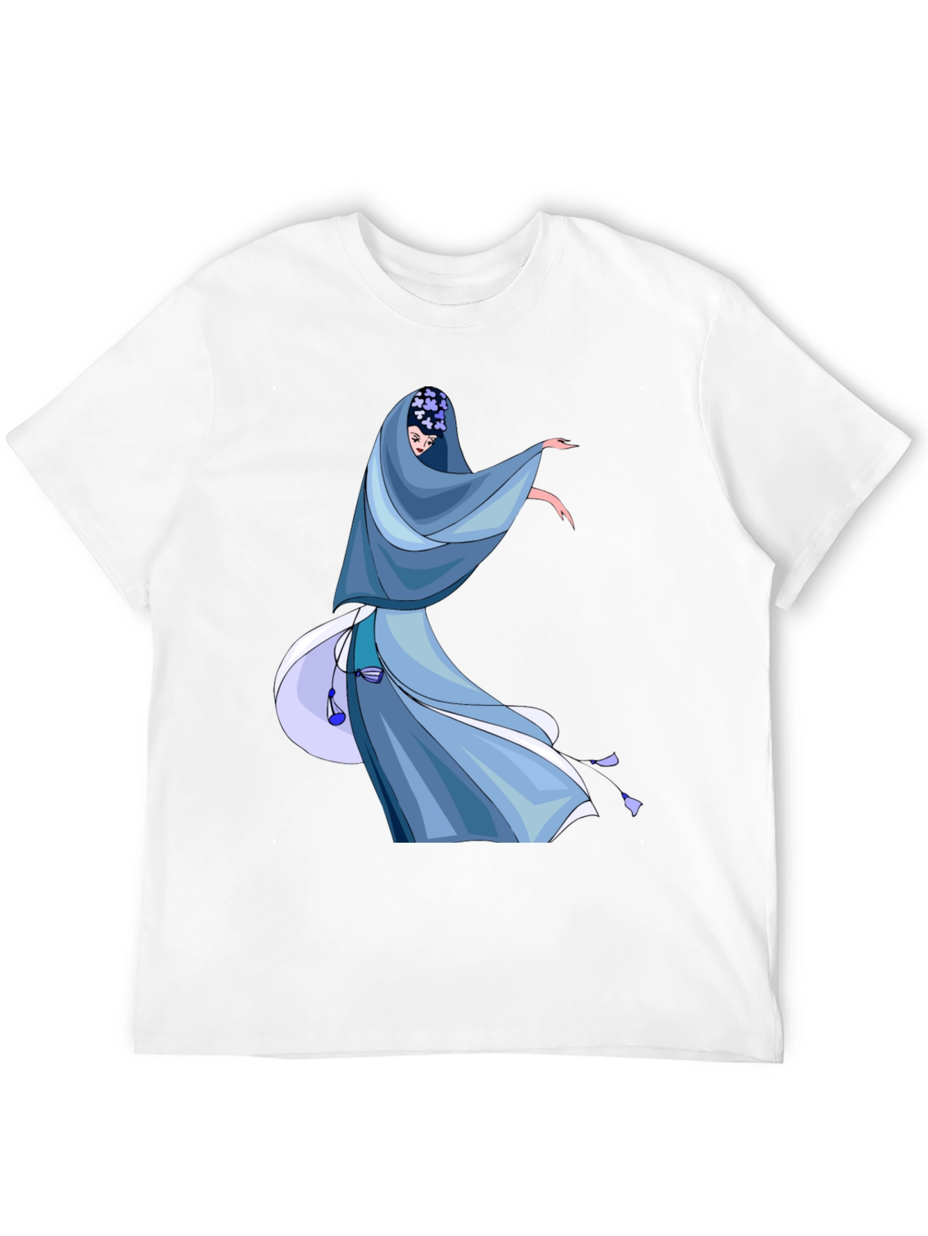 Black Elegant Blue Dress Graphic T-Shirt view 12