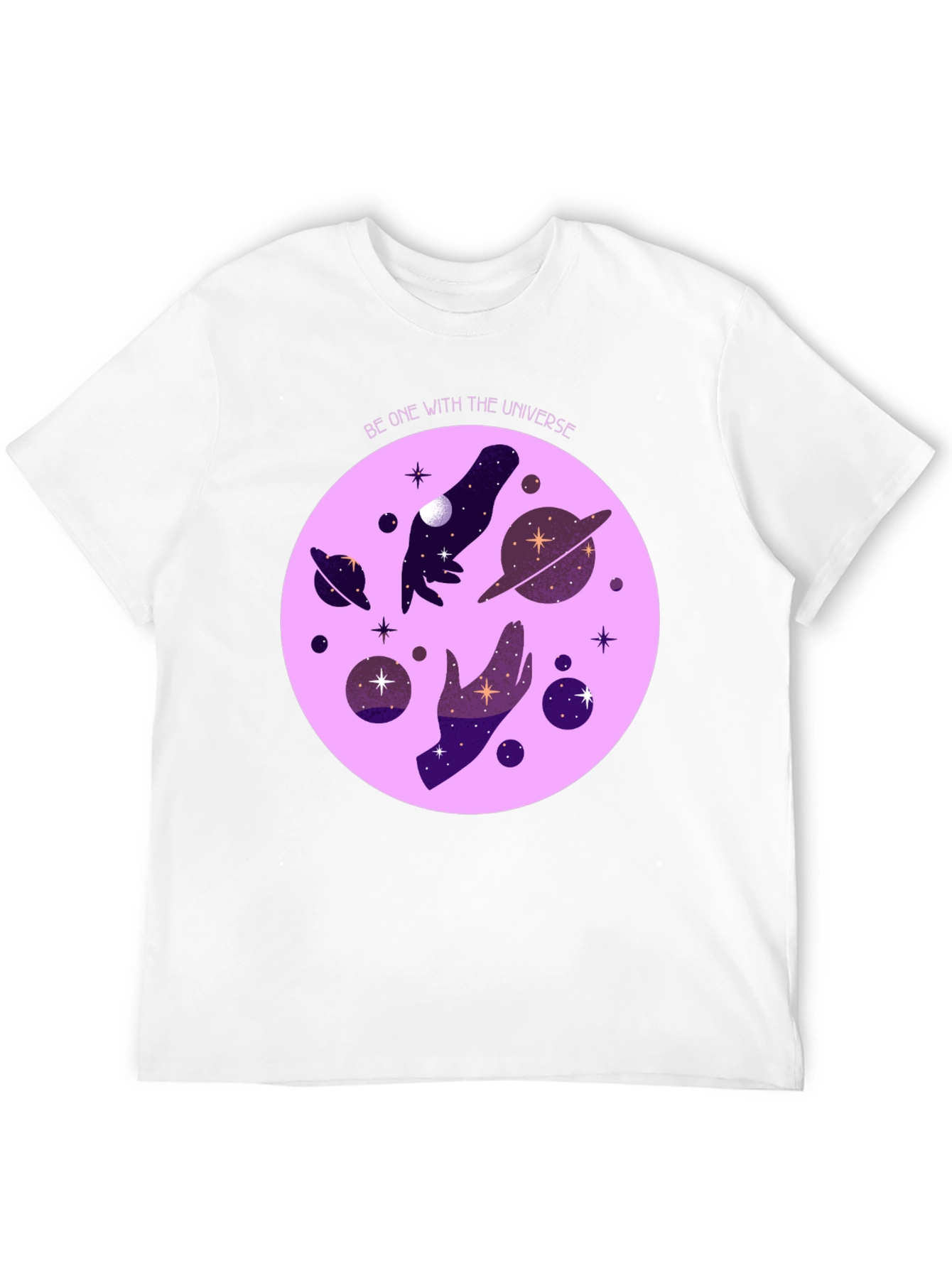 Black Cosmic Universe Graphic T-Shirt - Celestial Hands Design view 12