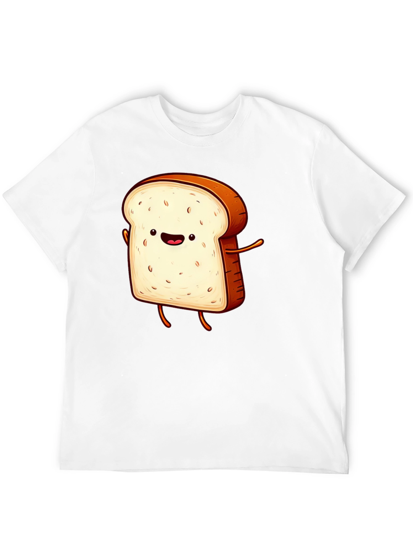 Black Funny Cartoon Toast Graphic Tee - Black T-Shirt view 12
