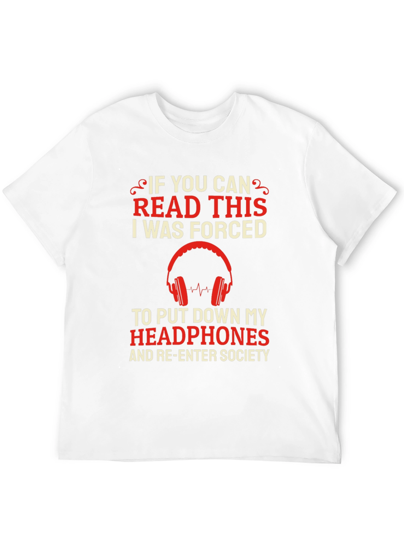 Black If You Can Read This Headphones Tee view 12